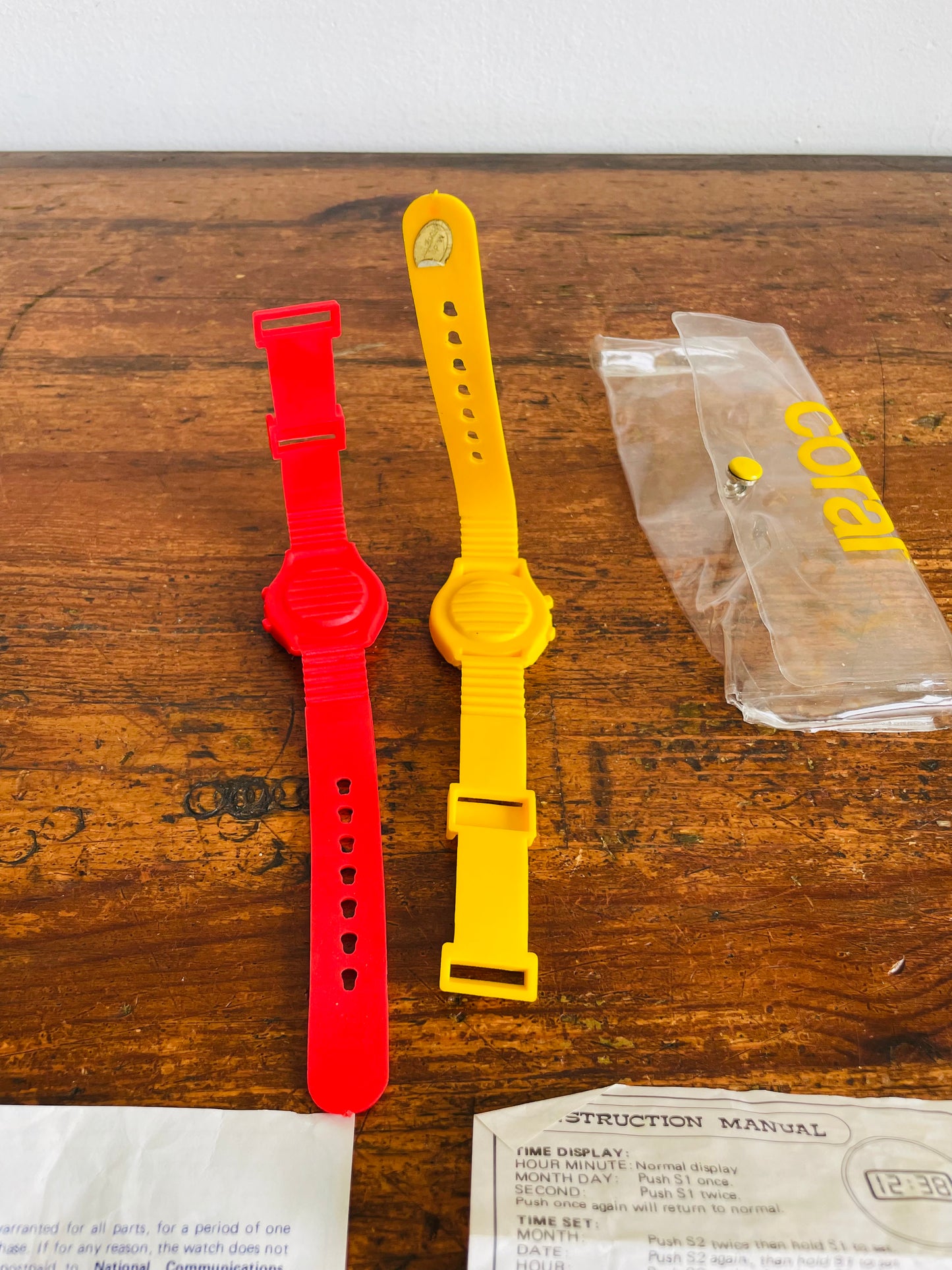 Vintage 1990s Red & Yellow Burger King Promotional Digital Water-Resistant Sports Watch Bundle - Set of 2 - Untested