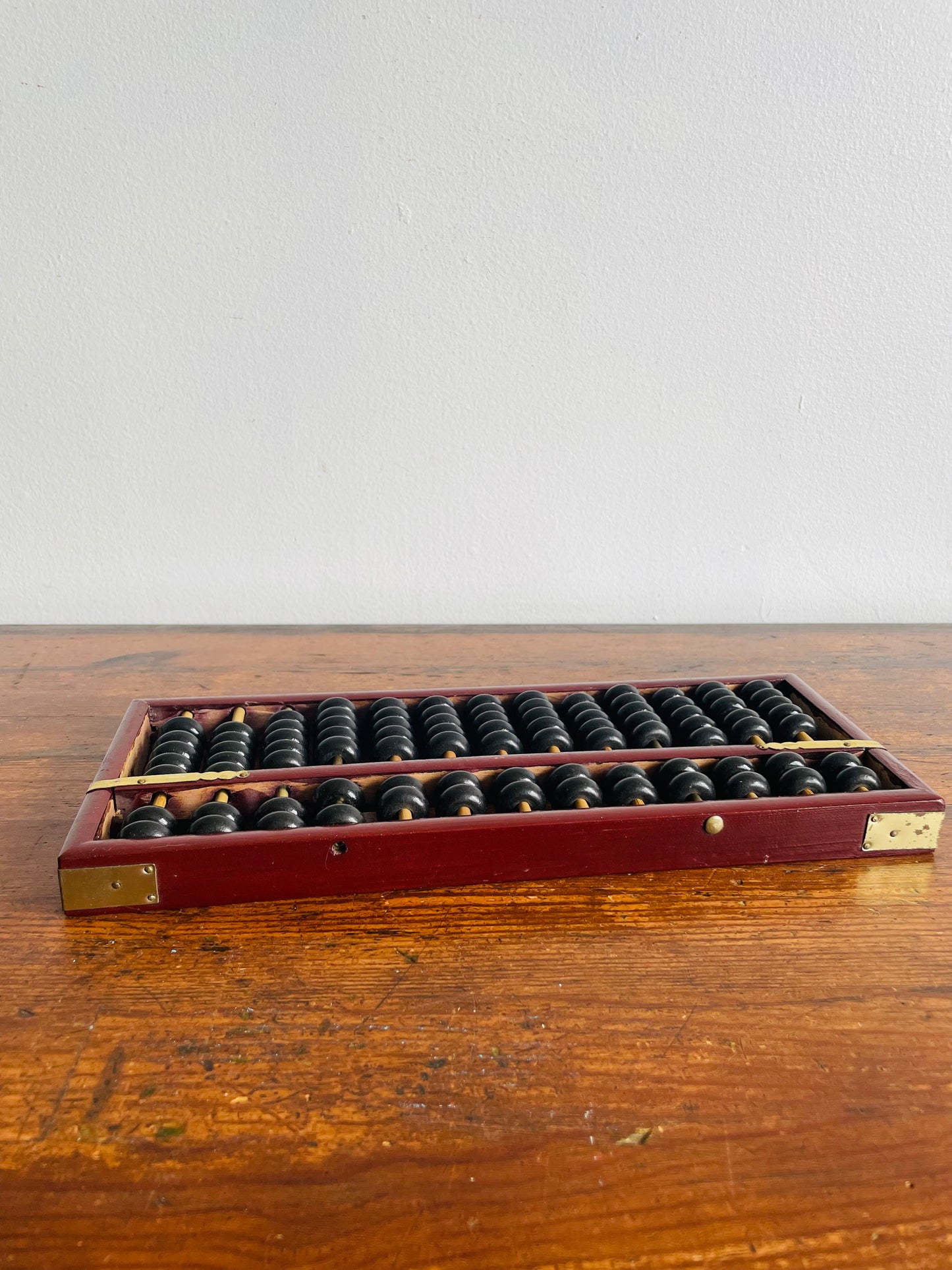 Wood Abacus Counting Beads with Frame & Brass Hardware