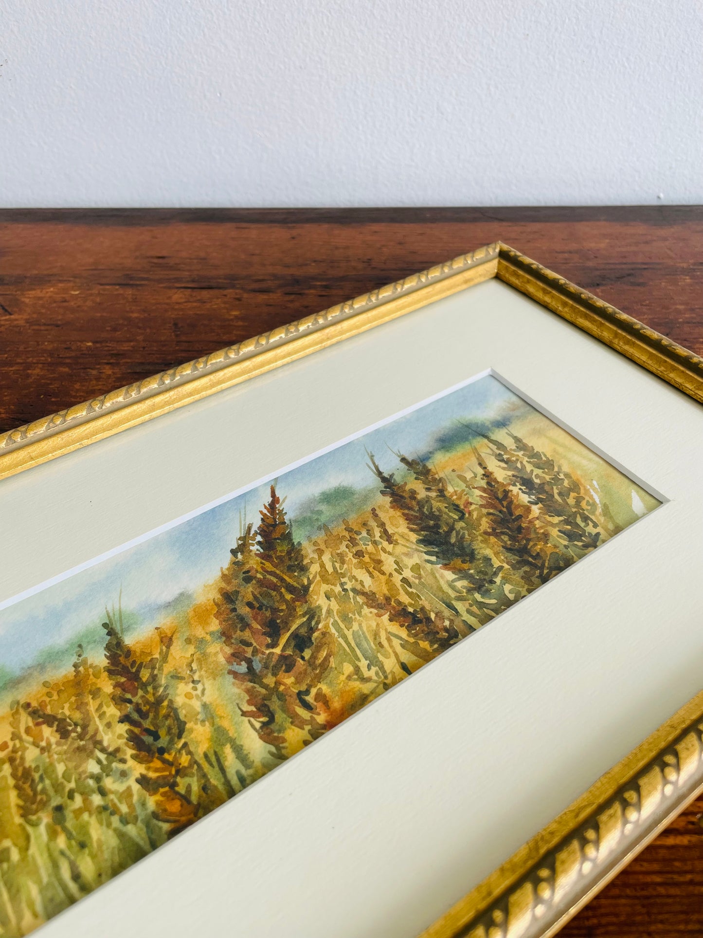 Original Art - Golden Wheat Field Watercolour Painting - Signed by Arlene Saunders of Oakville, Ontario