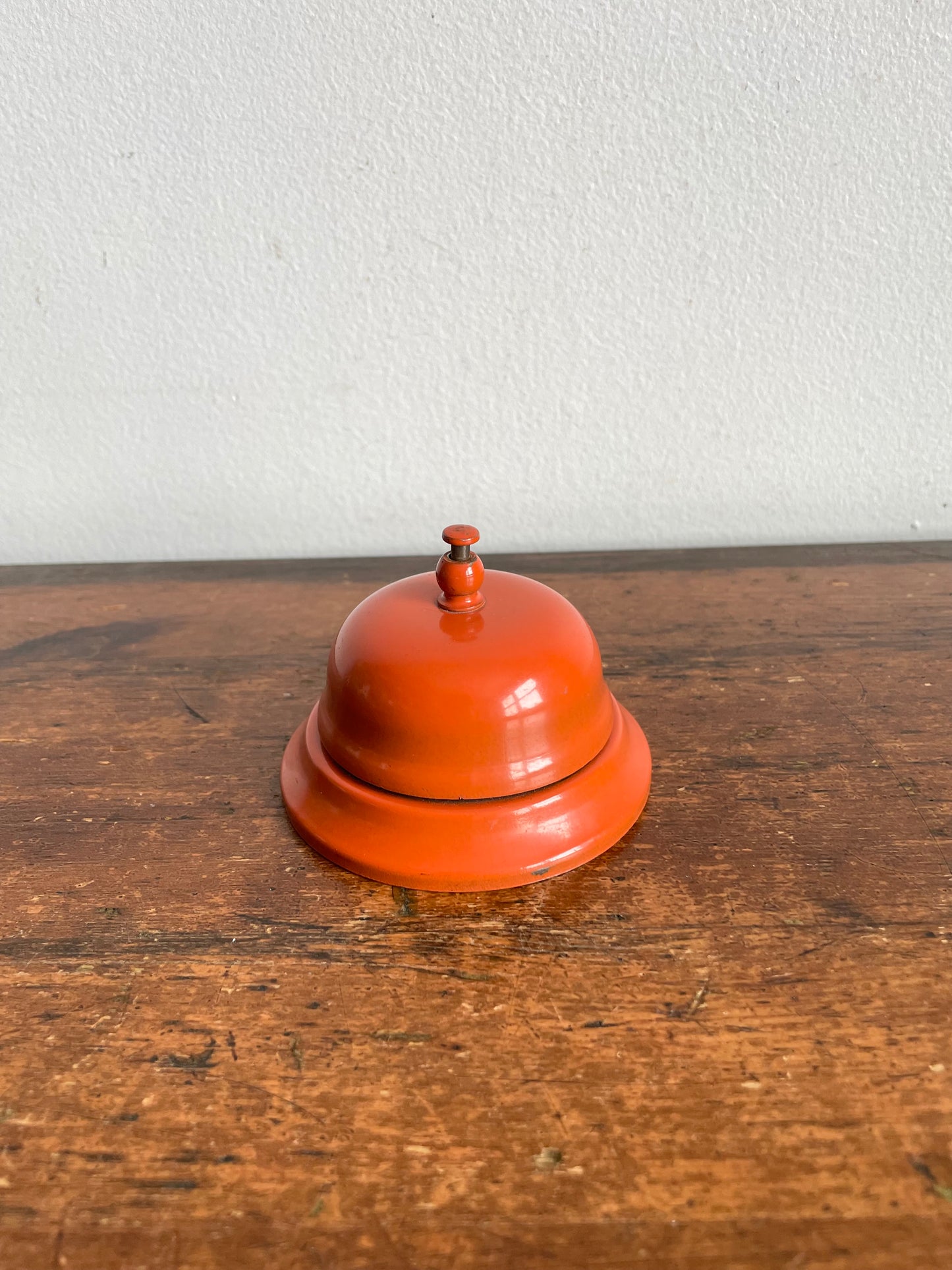 Vintage MCM Orange Metal Ring for Service Counter Bell - Works!