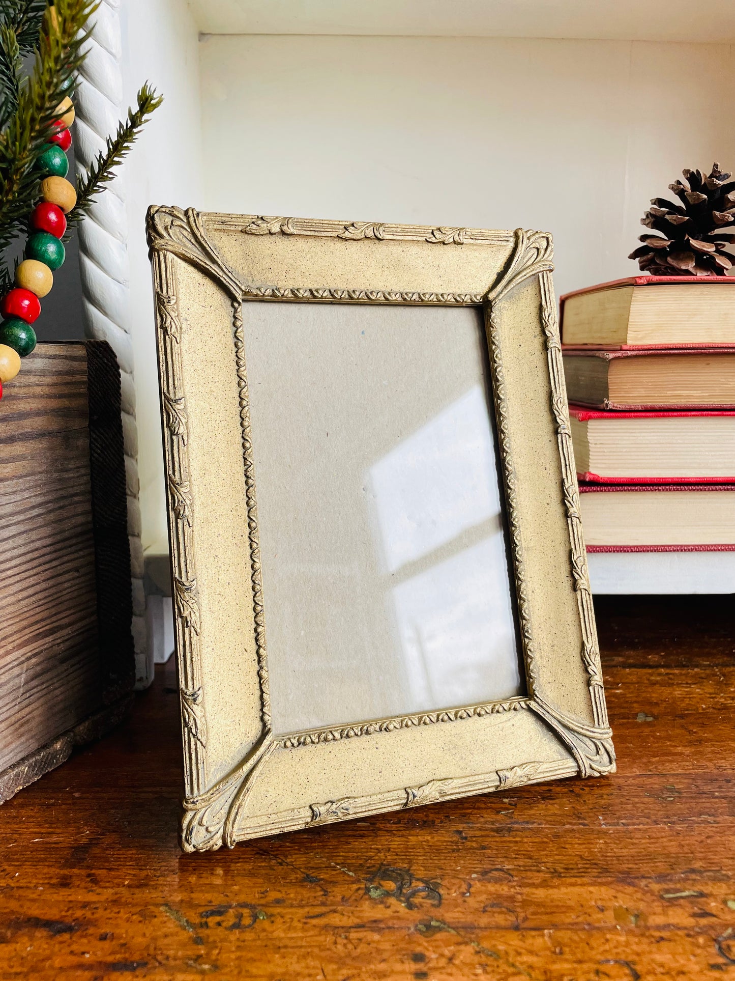Vintage Gold Picture Frame with Ornate Details & Easel Backing - Made in Taiwan