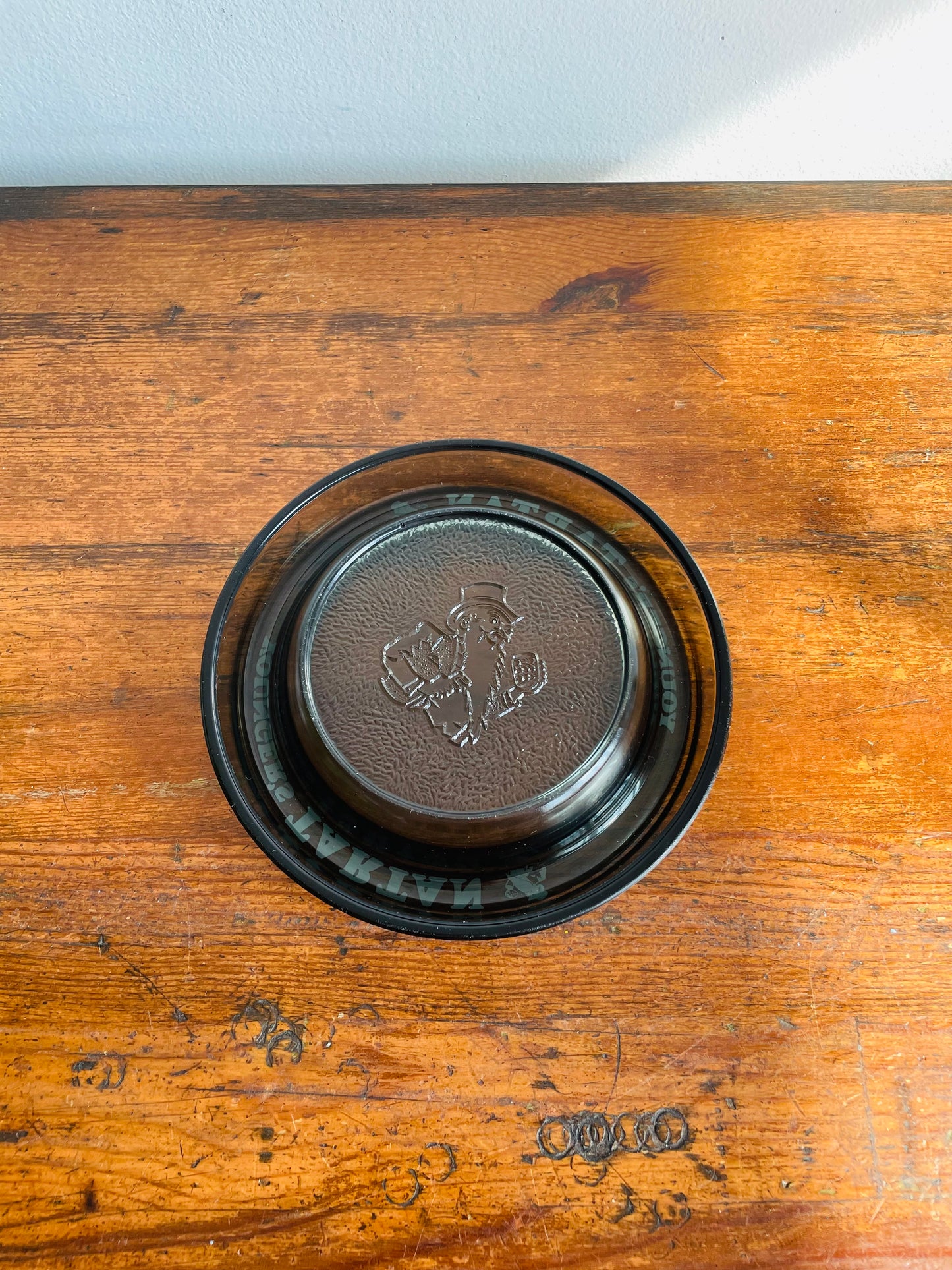 Younger's Tartan Ale Smoked Black Glass Ashtray or Trinket Dish - Edinburgh, Scotland Brewery