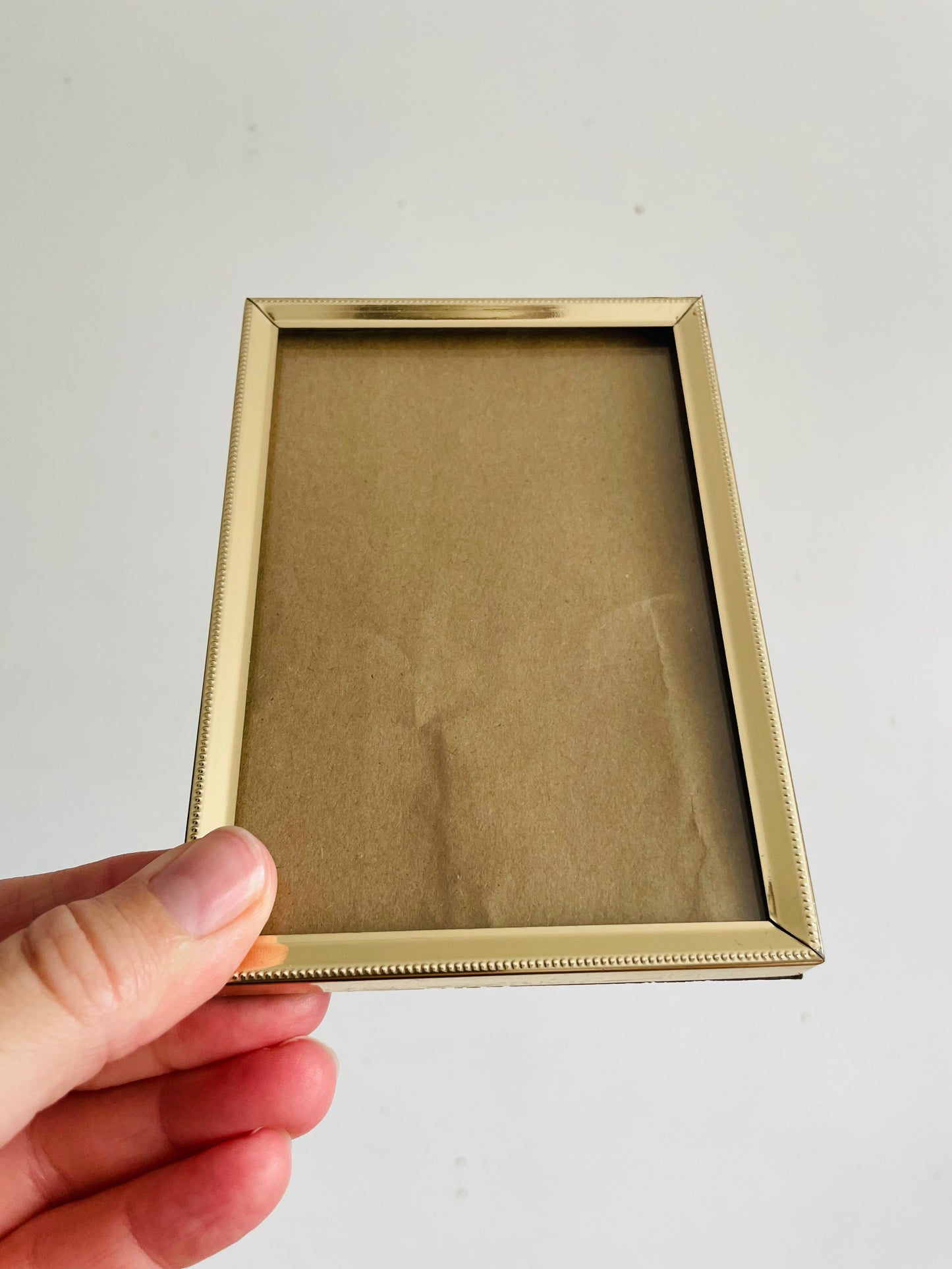 Vintage Collection of Brass & Gold Metal Picture Frames with Easel Backings - Set of 4