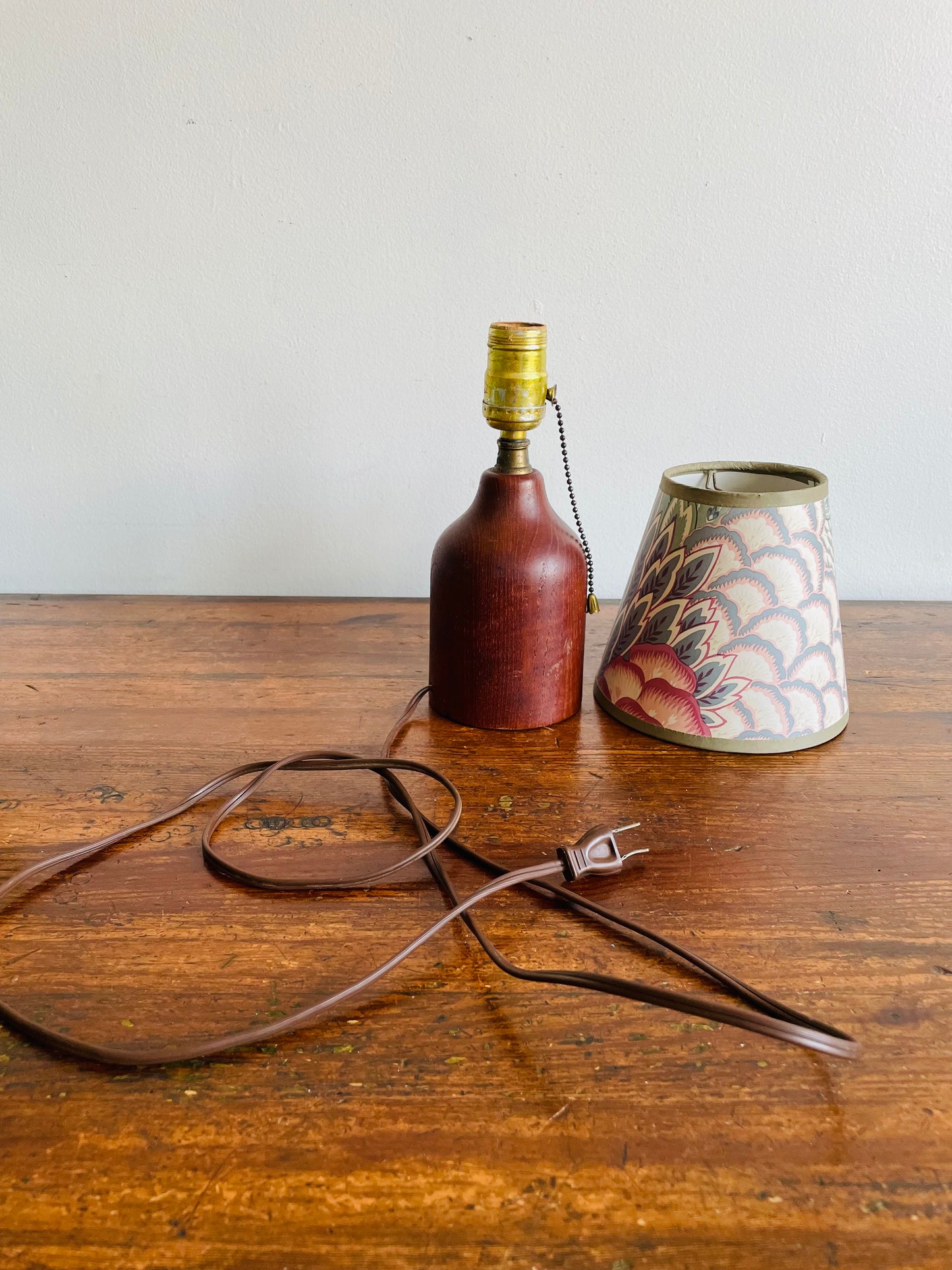 Small Mid-Century Modern Teak Wood Table Lamp