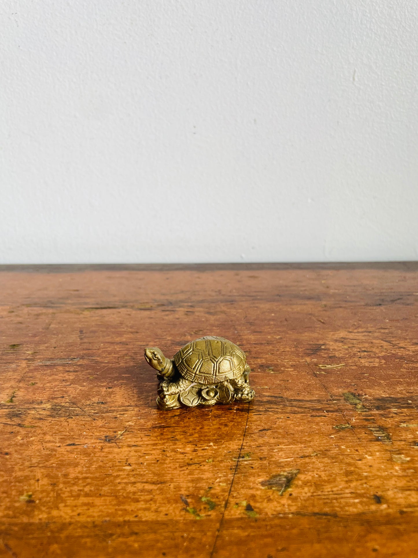 Miniature Gold Brass Metal Turtle Tortoise Figurine