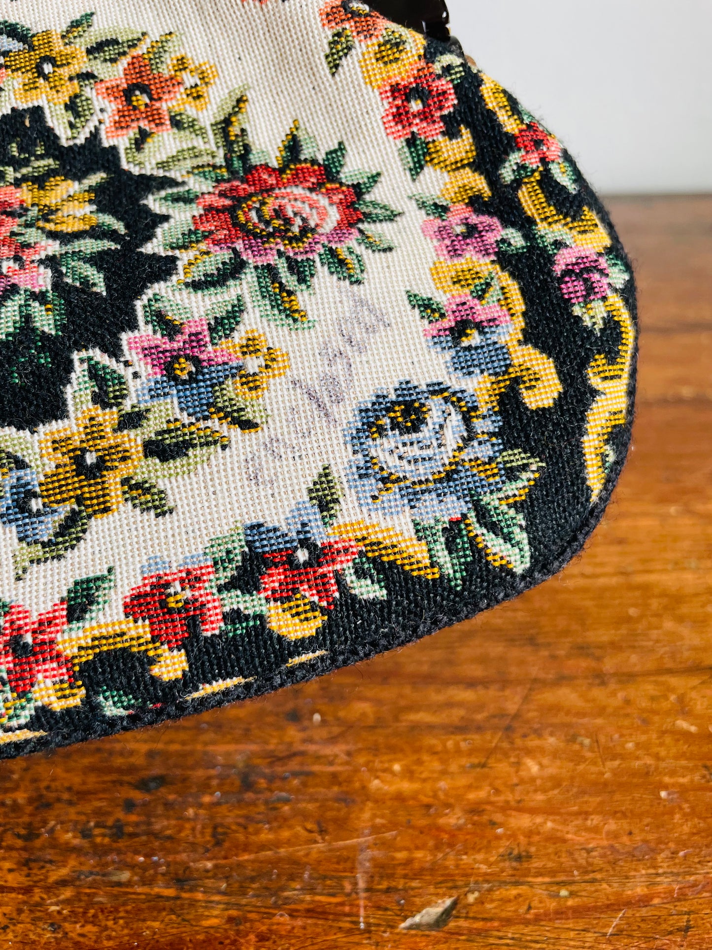 Vintage Fashion Accessory by Danielle of Canada Floral Tapestry Fabric Clutch Purse with Clasp - Handmade in Japan