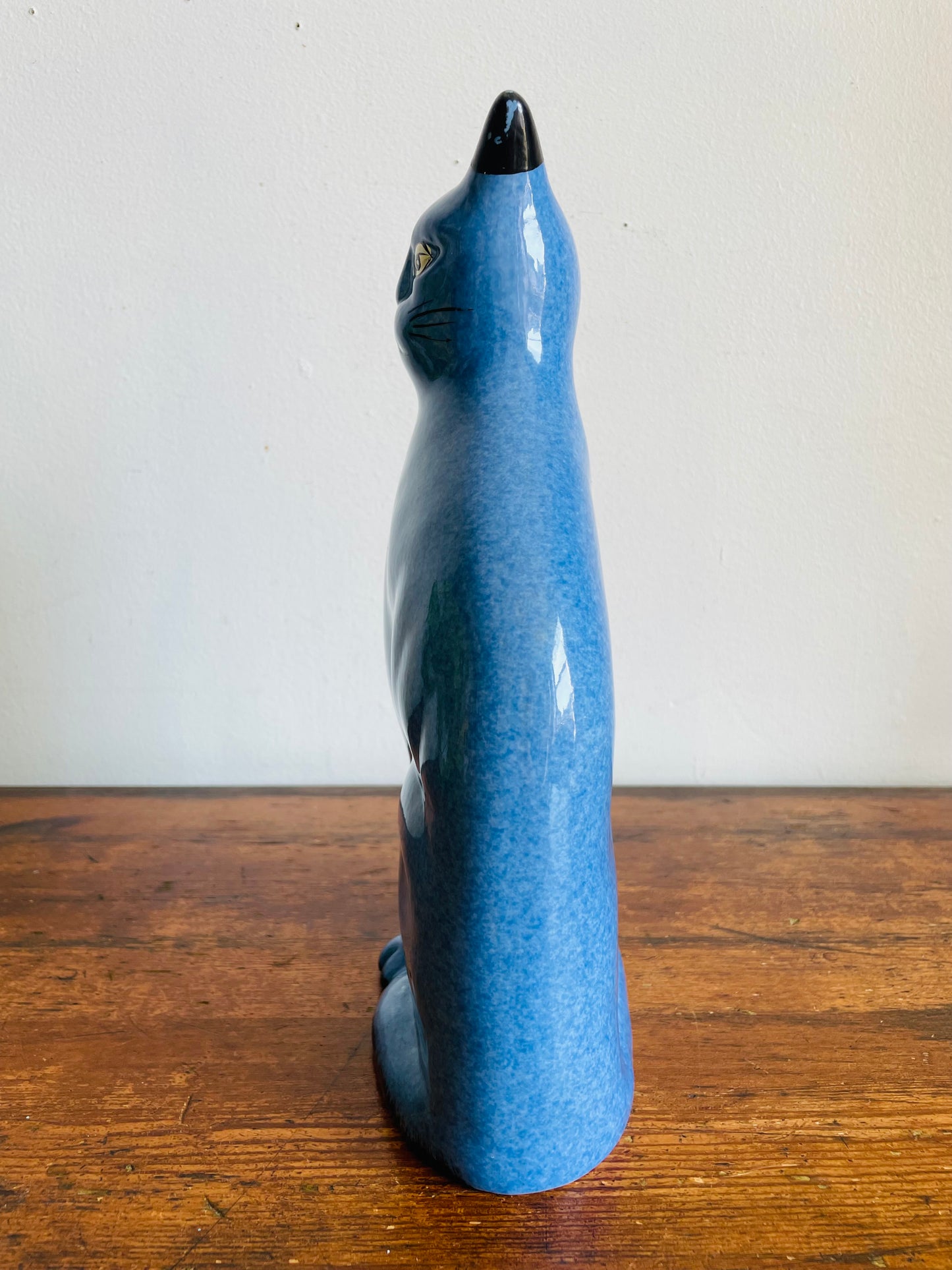 Vintage Calico China Large Blue 11" Cat Statue Figurine