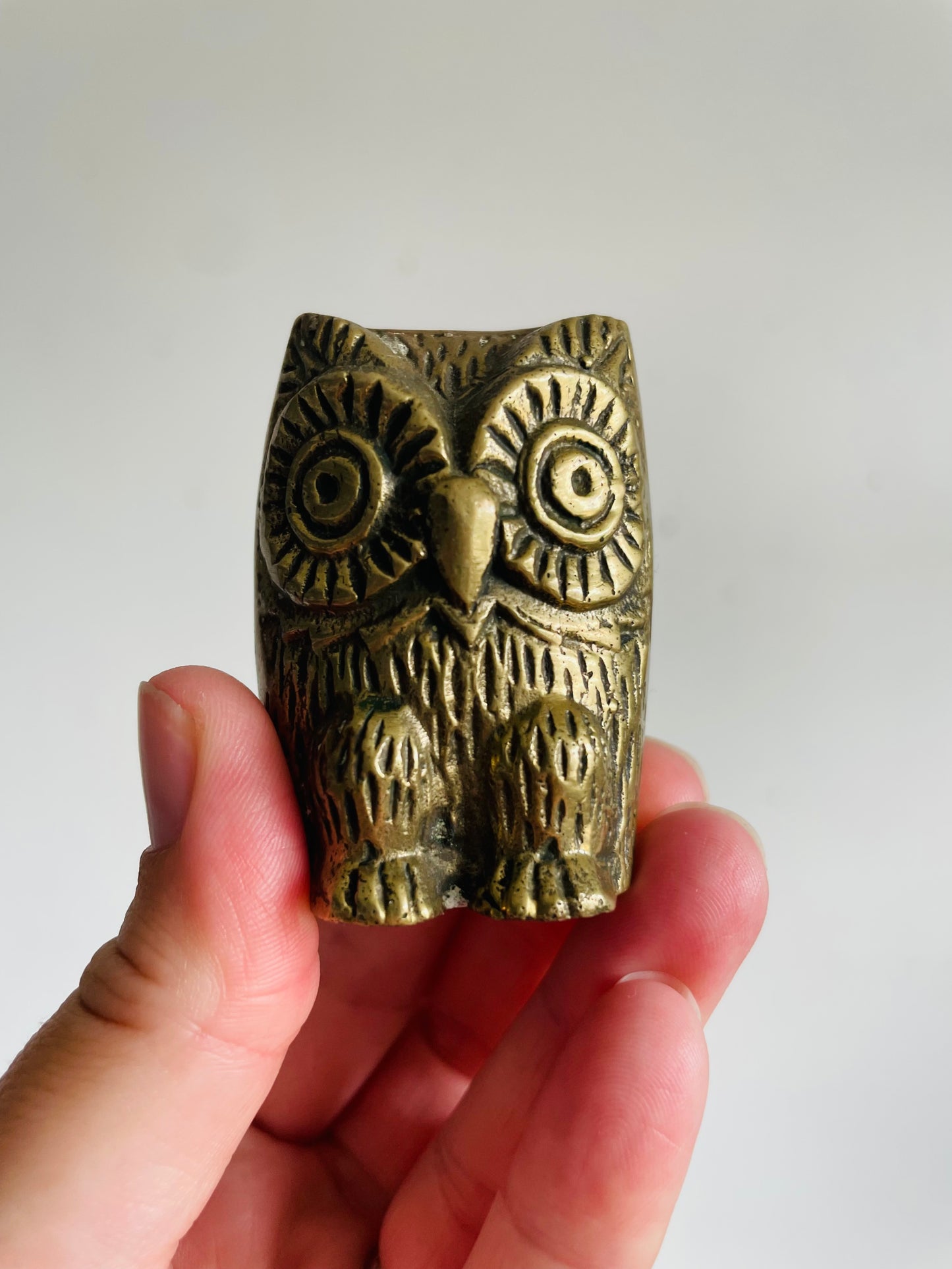 Vintage 2.25" Tall Solid Brass Owl Figurine