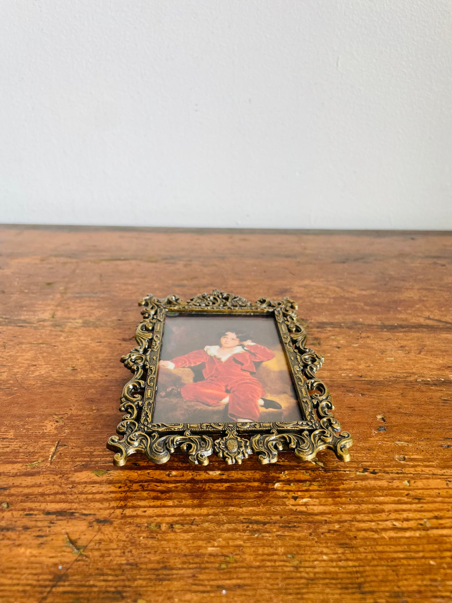 Vintage Ornate Brass Picture Frame with Print of The Red Boy (Master Lambton) by Sir Thomas Lawrence - Made in Italy