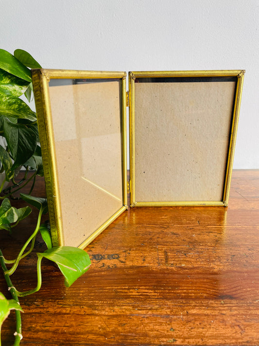 Heavy Brass Folding Picture Frame with Hinges - Folds Like a Book