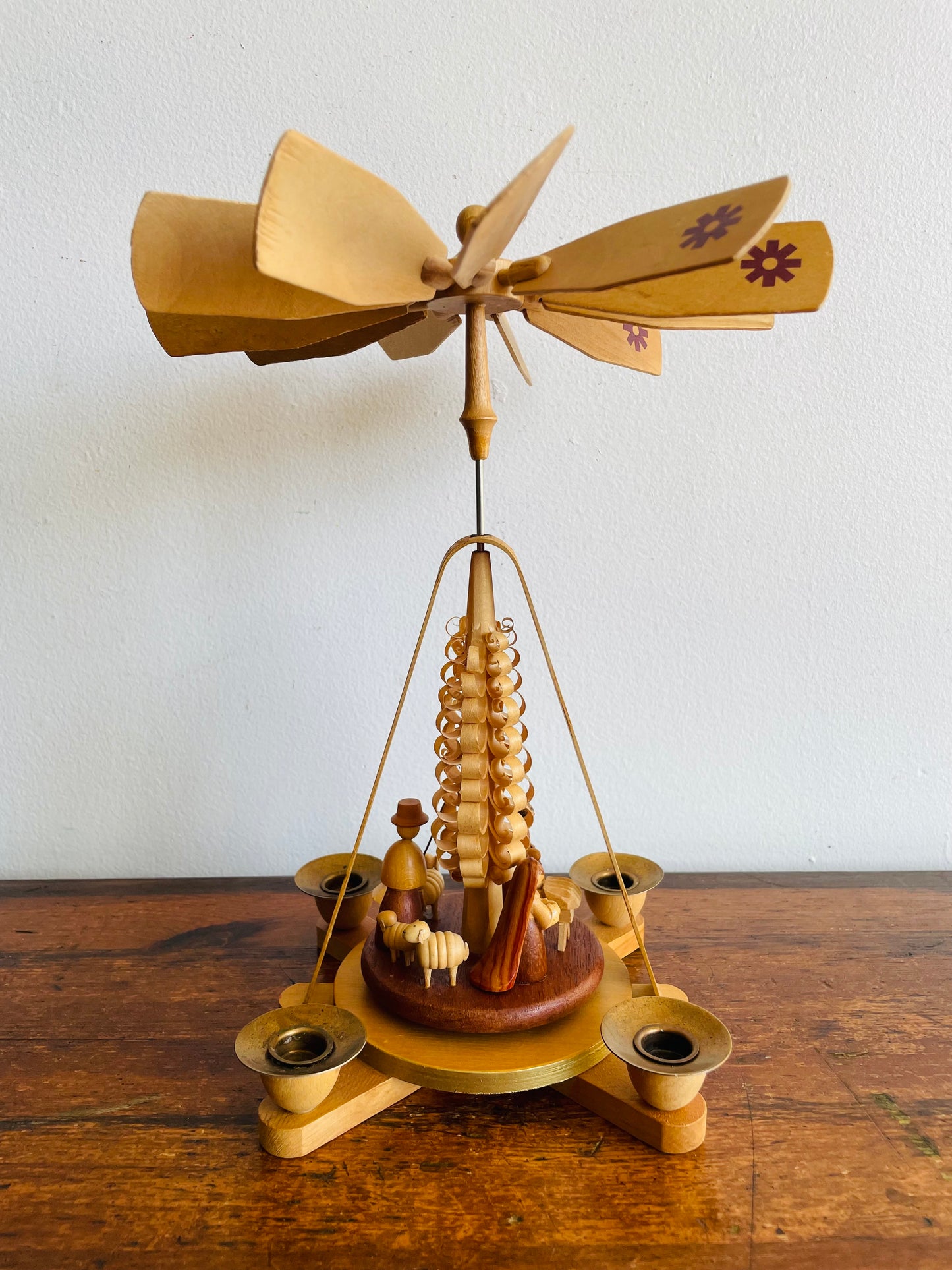 Wooden Christmas Pyramid Nativity Candle Carousel - Made in East Germany