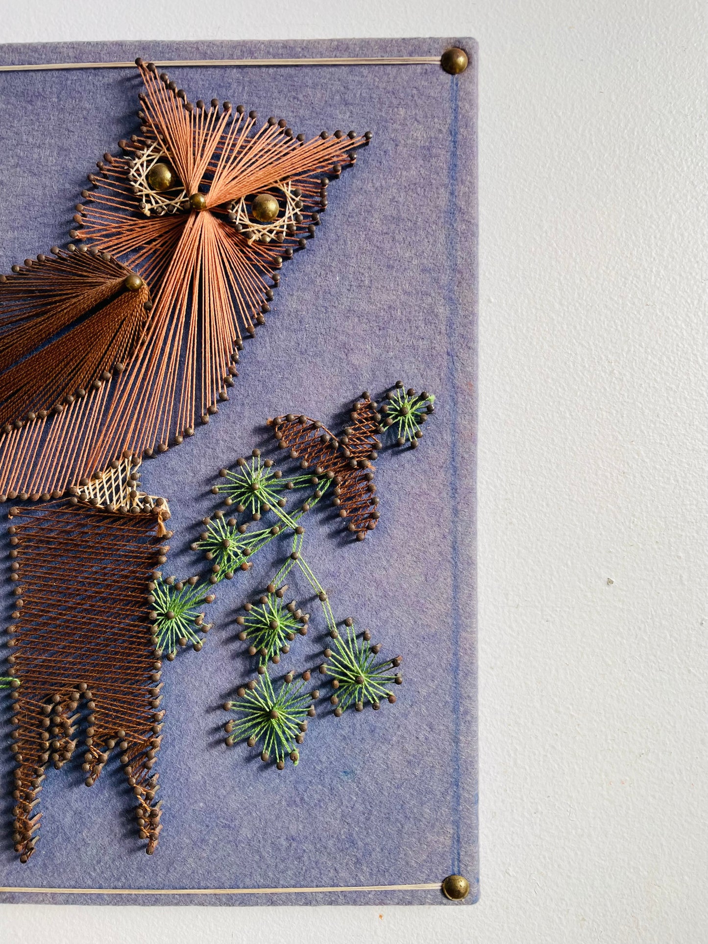 Vintage MCM Mid-Century Modern Owl String Art Picture