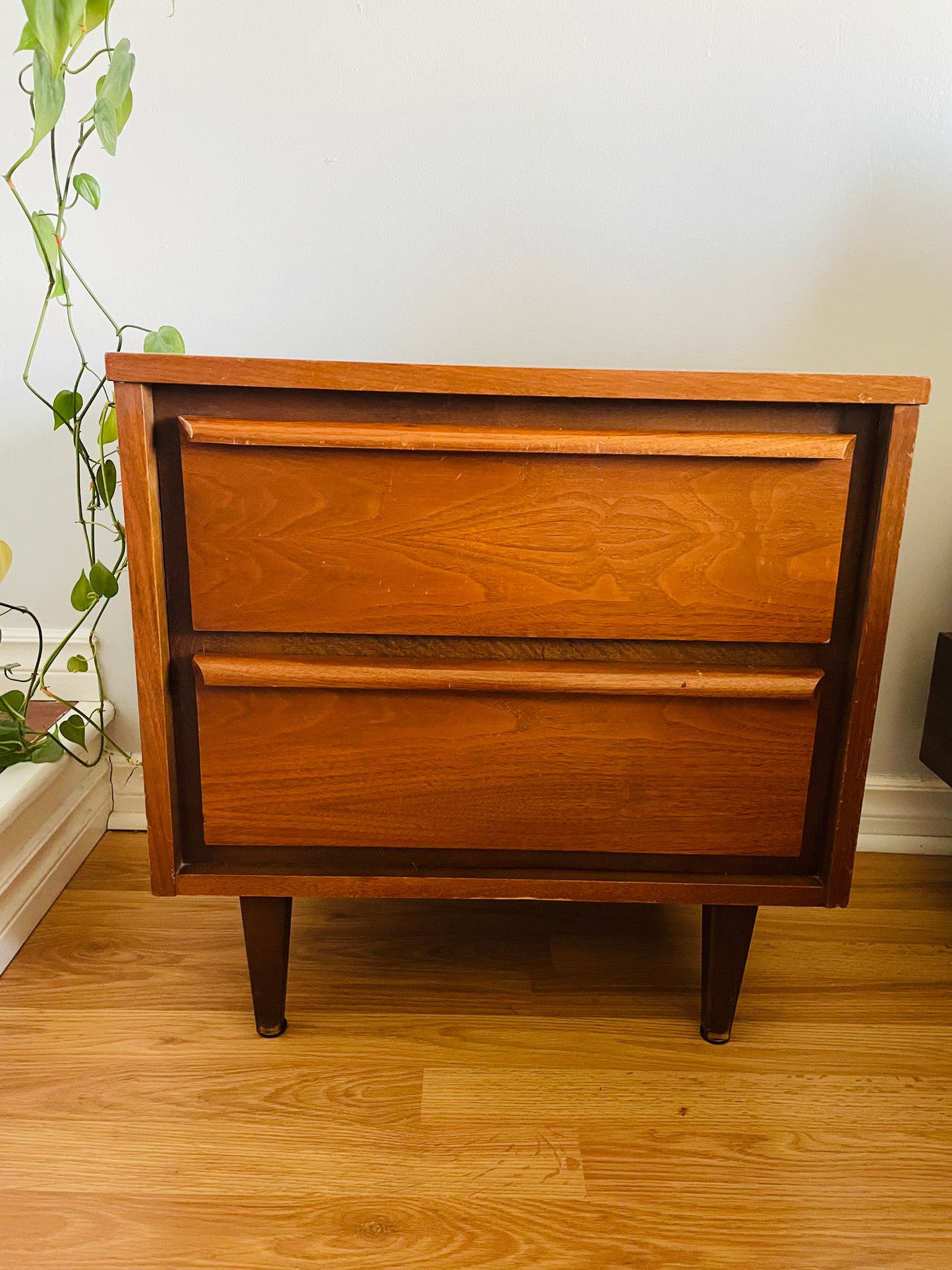 Mid-Century Modern Walnut Wood Nightstand Tables - Set of 2 - Stamped September 1966 - PICK-UP ONLY