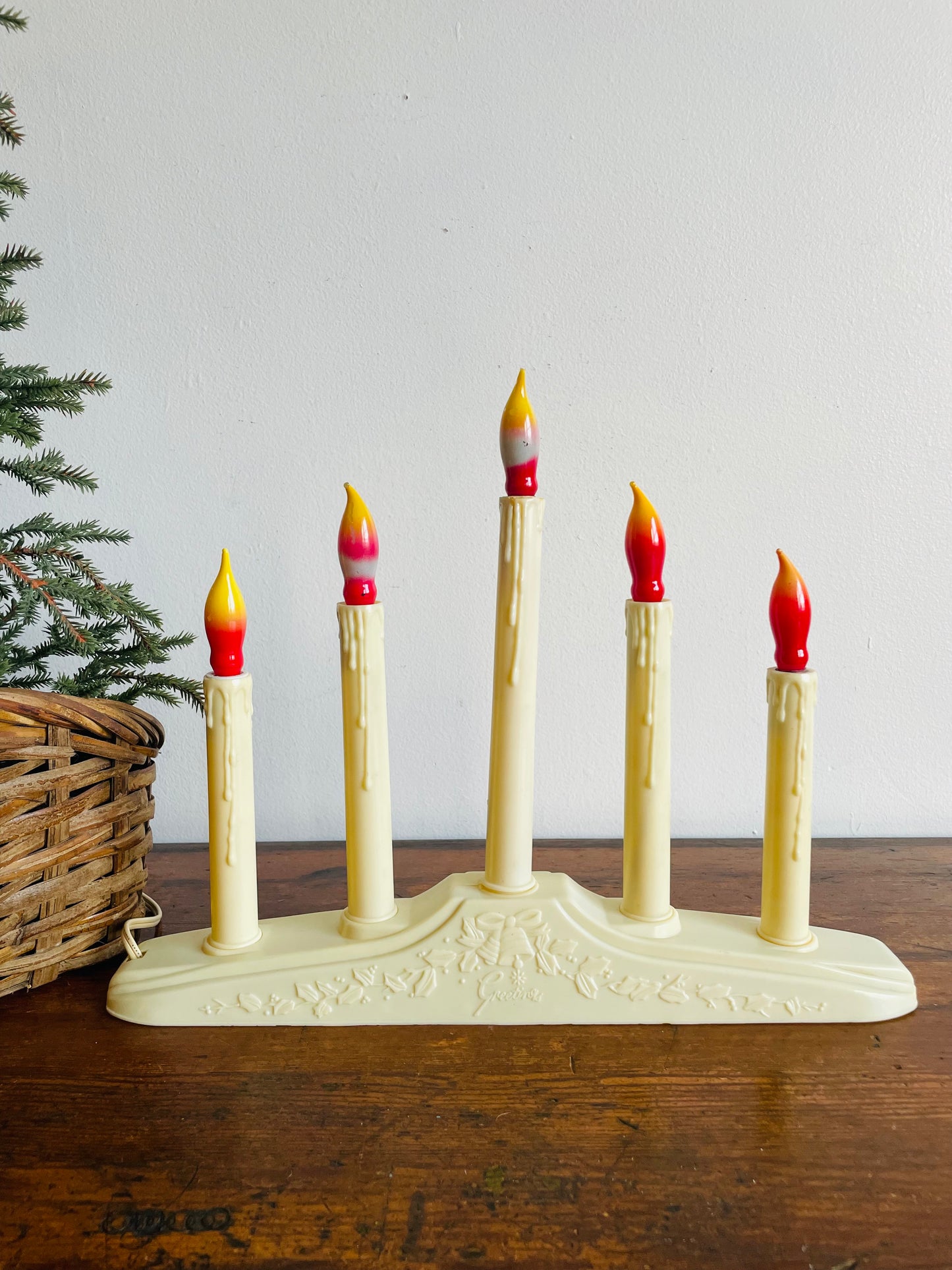 Christmas Window Candolier Electric Five Branch Candle with Red Flames