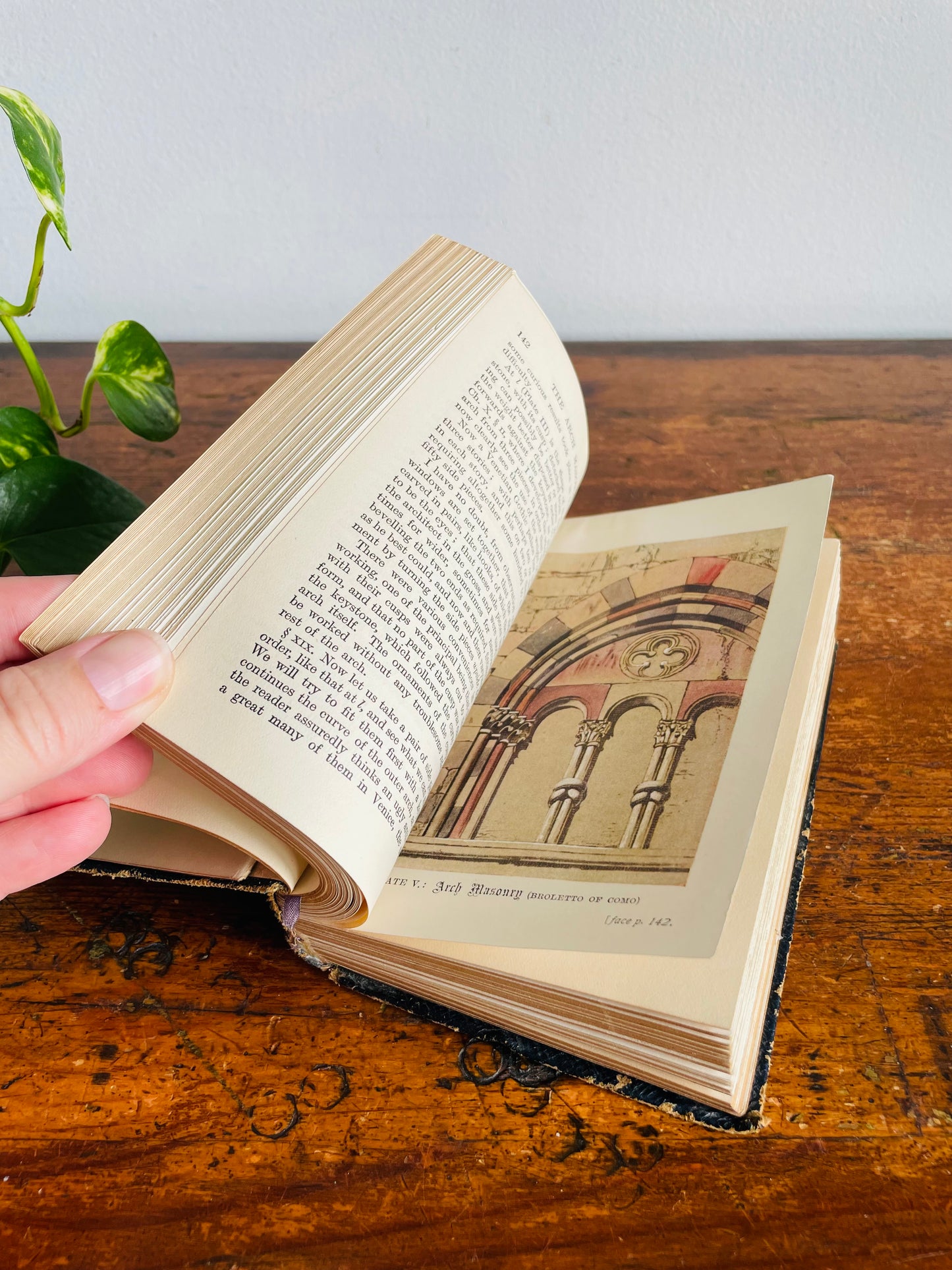 Antique The Stones of Venice: Volume 1 Hardcover Book by John Ruskin (1907) - Illustrated History of Architecture - Byzantine, Gothic & Renaissance