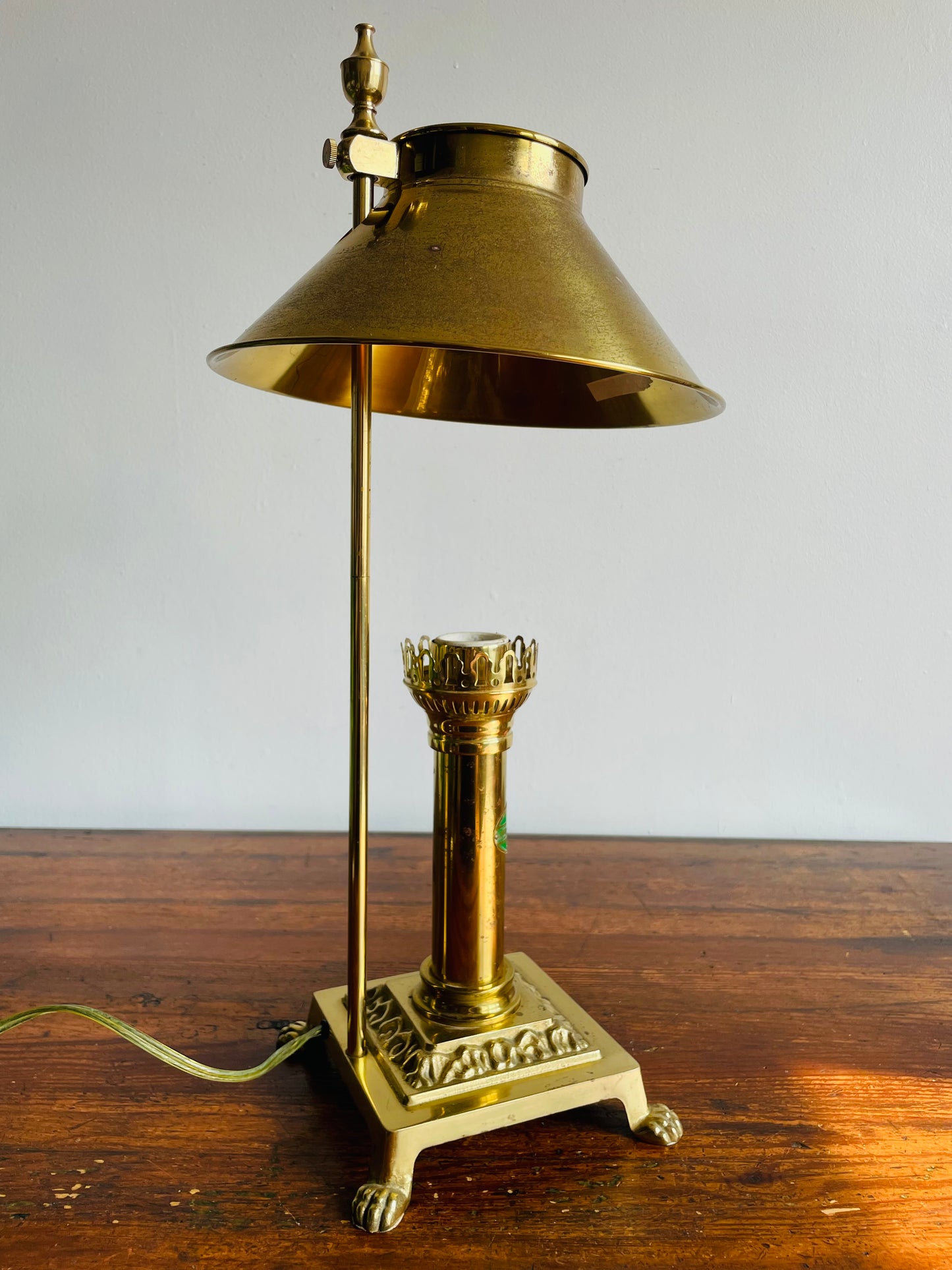 Solid Brass Orient Express Paris-Istanbul Table Lamp - Shade Can Adjust to Preferred Height