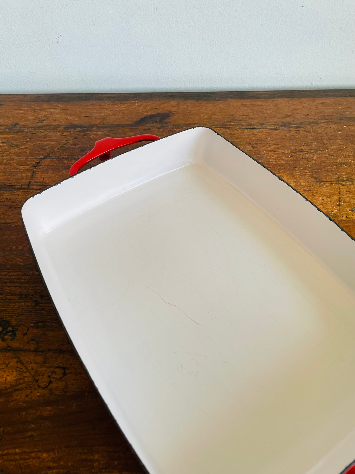 Vintage 1960s Dansk France IHQ Kobenstyle Red Enamelware Casserole / Lasagne Baking Dish - Designed by Jens H. Quistgaard