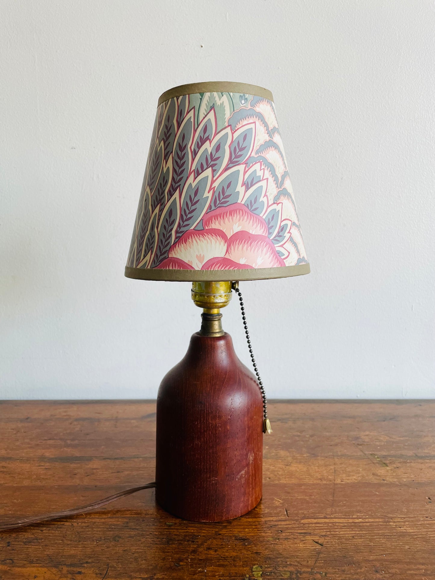 Small Mid-Century Modern Teak Wood Table Lamp