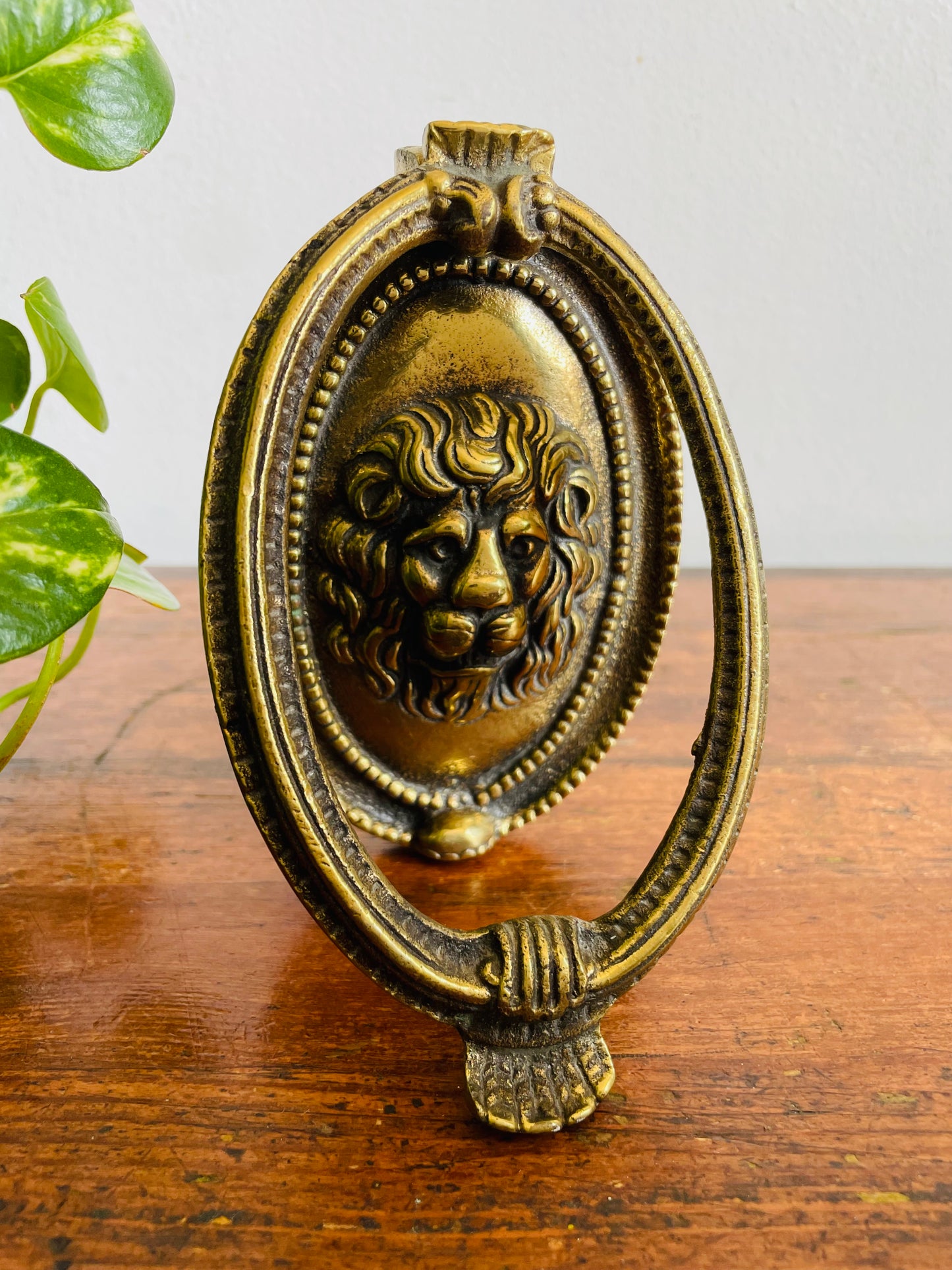 Vintage Solid Brass Lion Head Door Knocker (From 1928?)