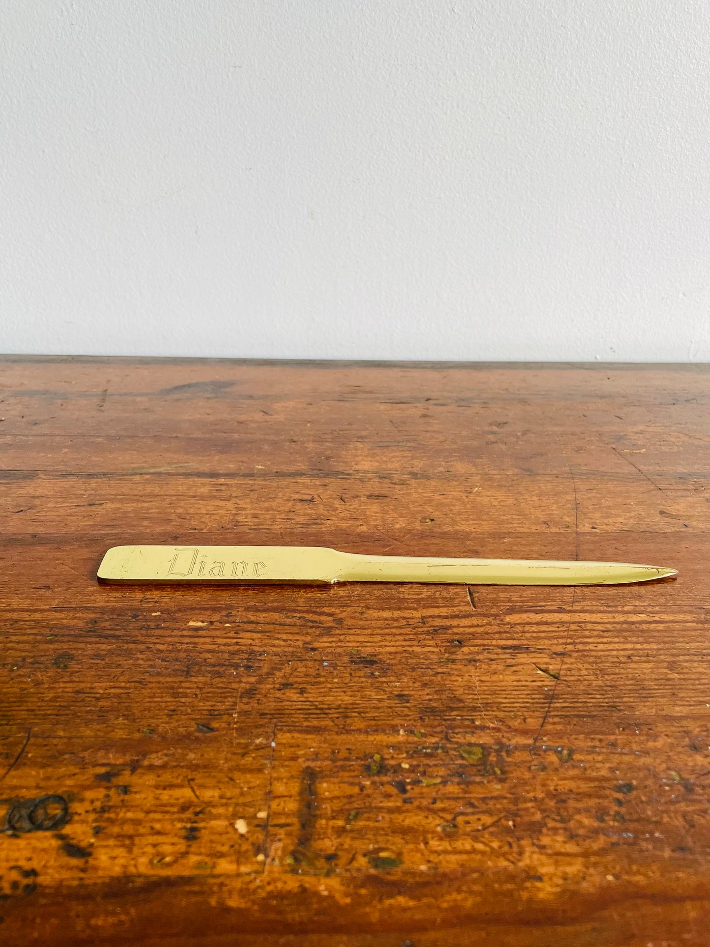 Brass Letter Opener - Etched with the Name Diane - Made in Spain