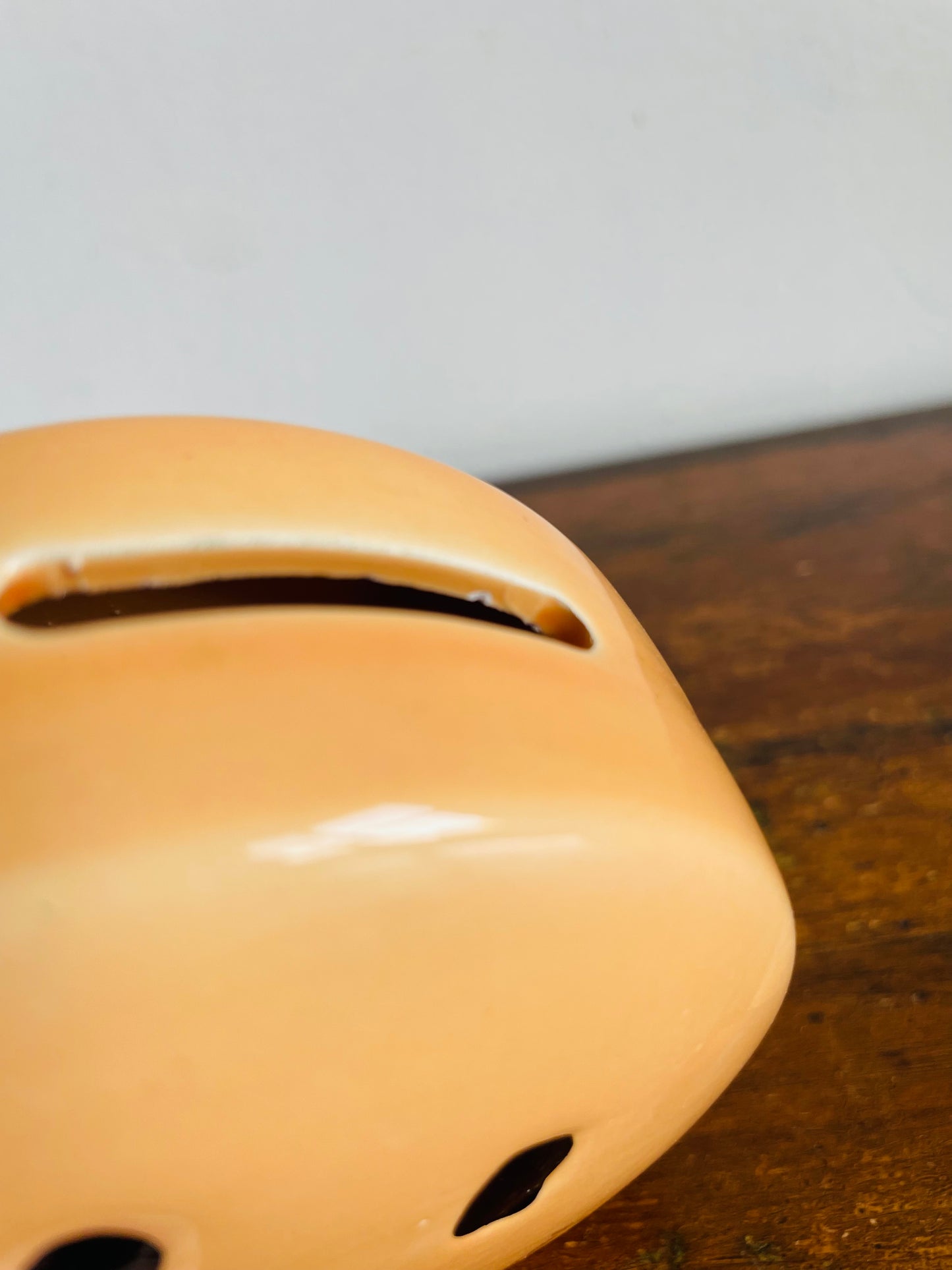 Vintage Pale Orange Smiley Happy Face Money Coin Piggy Bank