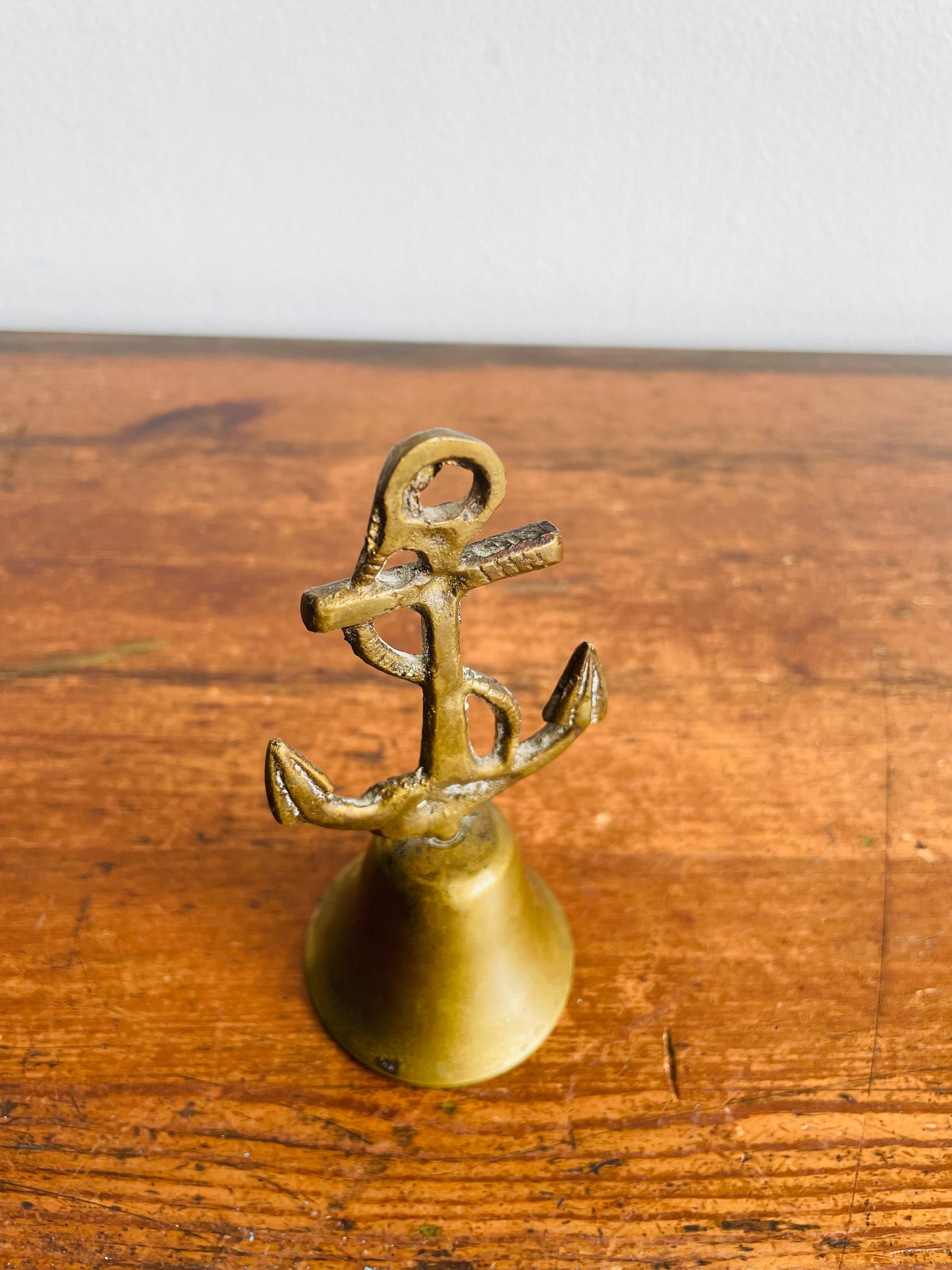 Solid Brass Nautical Bell with Ship Anchor Handle