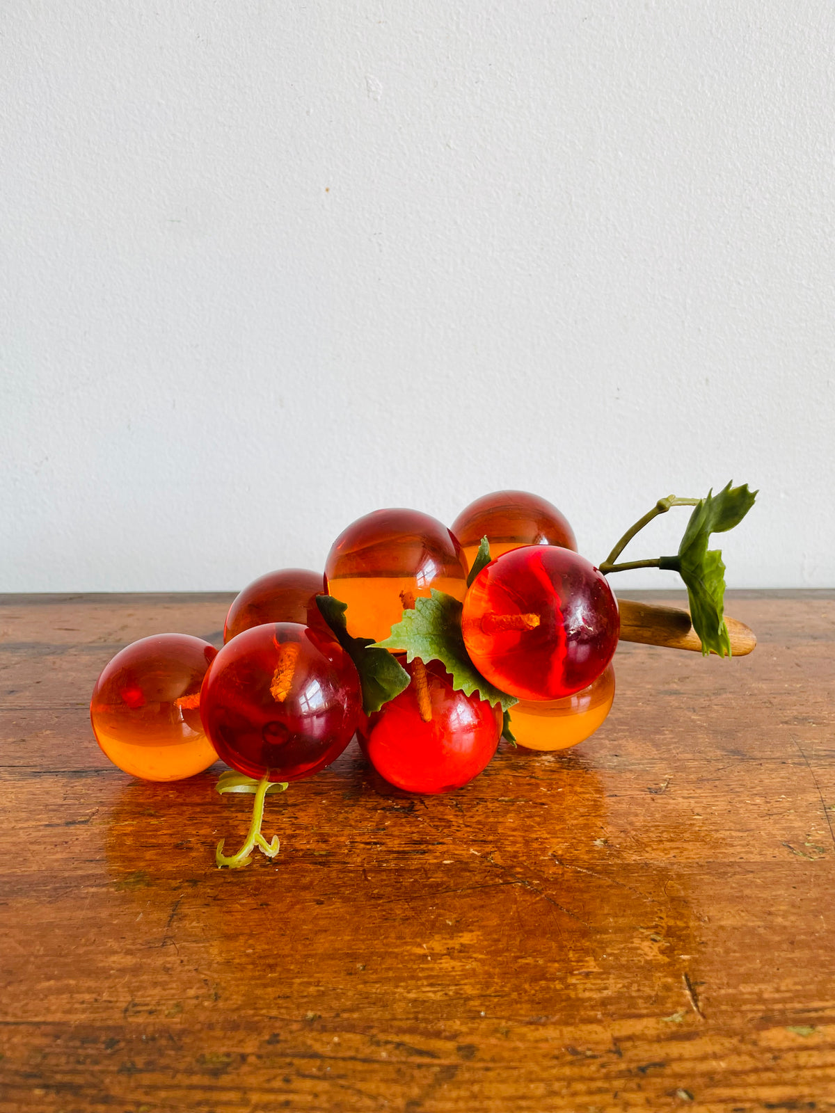 Vintage Mid-Century Modern Orange Amber Lucite Cluster of Grapes