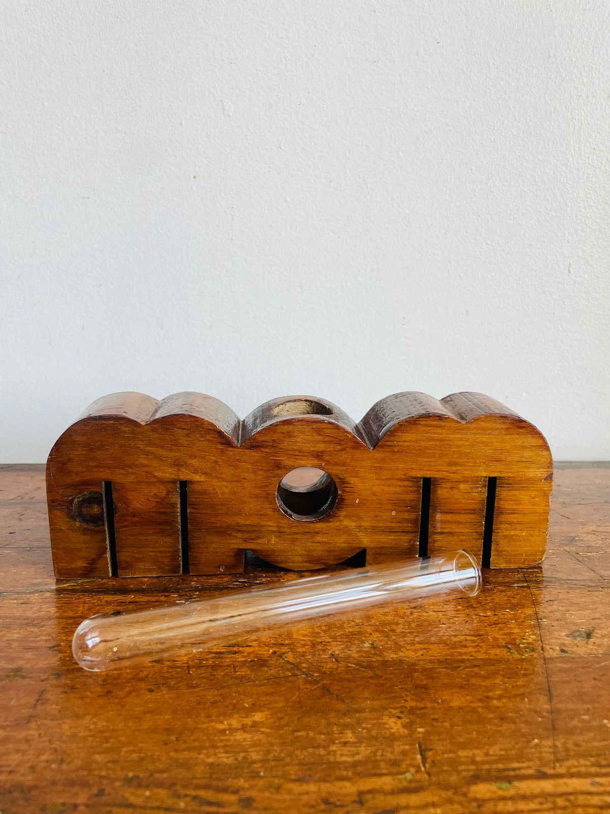 Vintage Carved Wood MOM Propagation Station Bud Vase - Handmade in Canada
