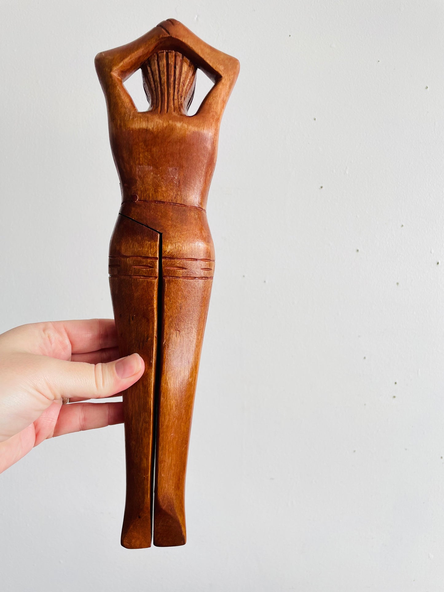 Vintage Nude Lady Wood Nutcracker #2 - Leg Opens & Closes to Crack Nuts - Saucy Tiki Bar Decor