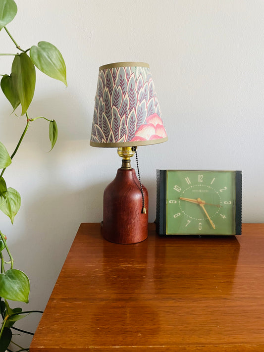 Small Mid-Century Modern Teak Wood Table Lamp