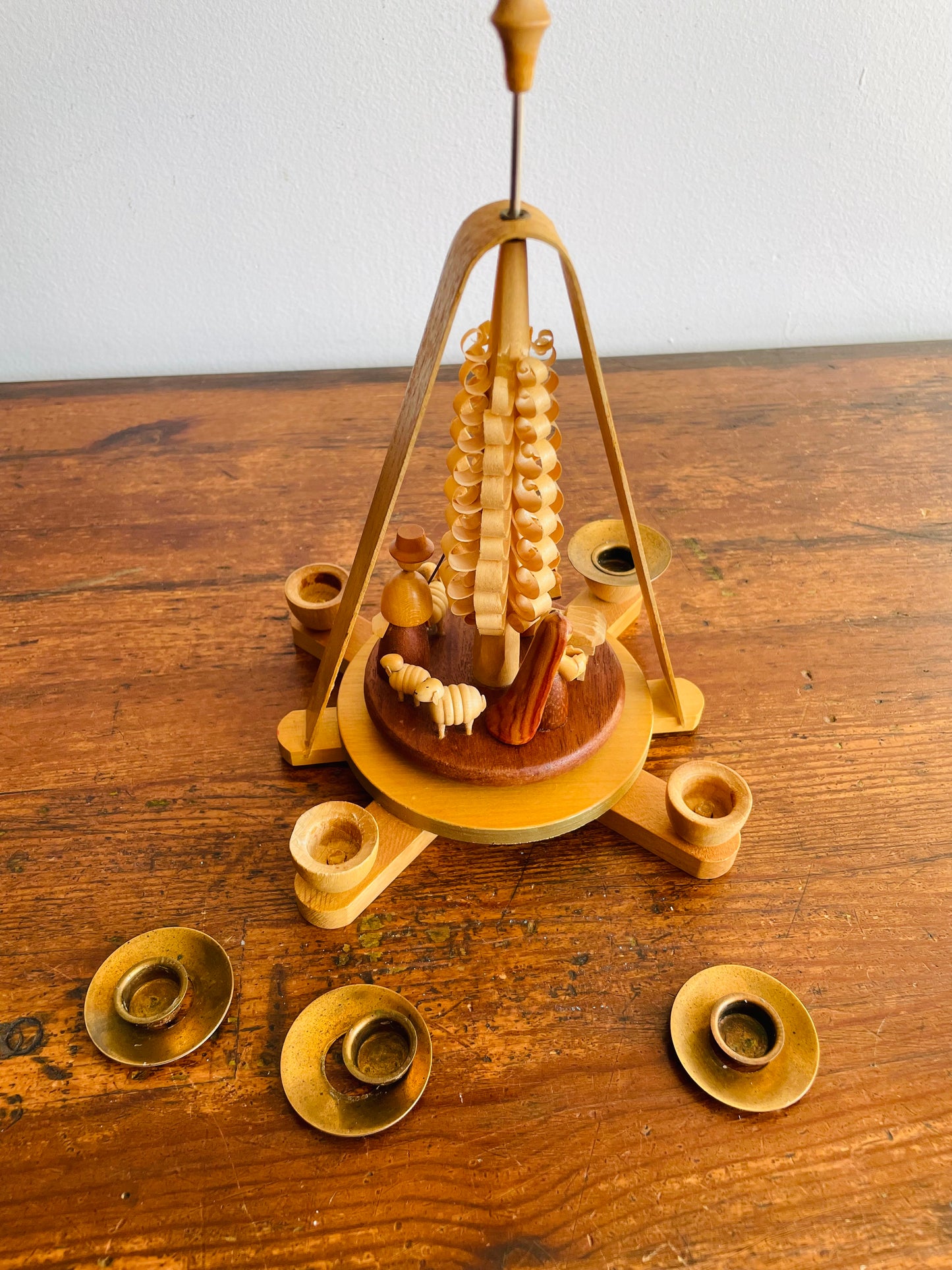 Wooden Christmas Pyramid Nativity Candle Carousel - Made in East Germany