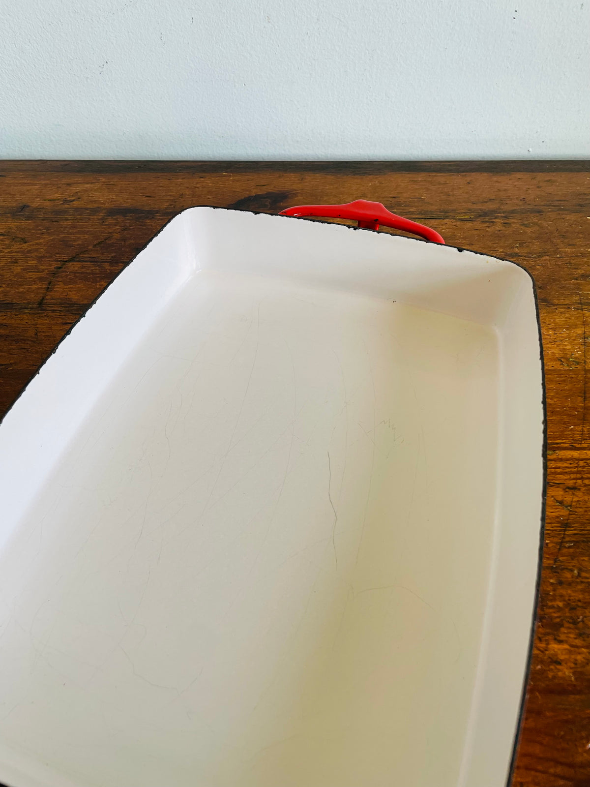 Vintage 1960s Dansk France IHQ Kobenstyle Red Enamelware Casserole / Lasagne Baking Dish - Designed by Jens H. Quistgaard