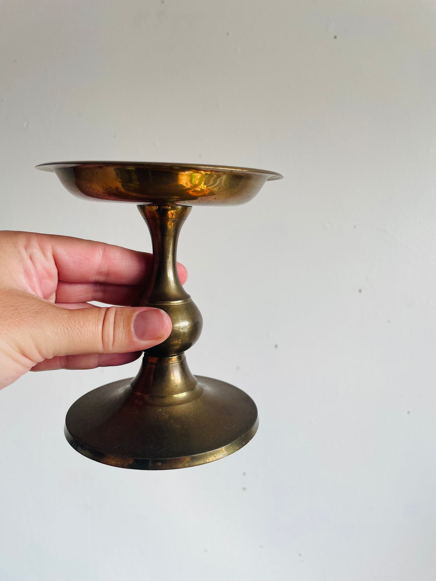 Vintage RIH Solid Brass 5" Pillar Candle Holder with Spike - Made in India