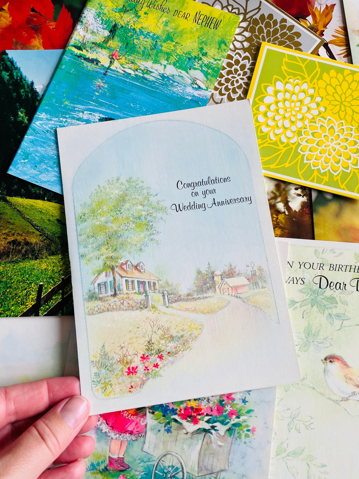 Vintage Box of Unused Assorted Greeting Cards for All Occasions - Set of 34 with Envelopes