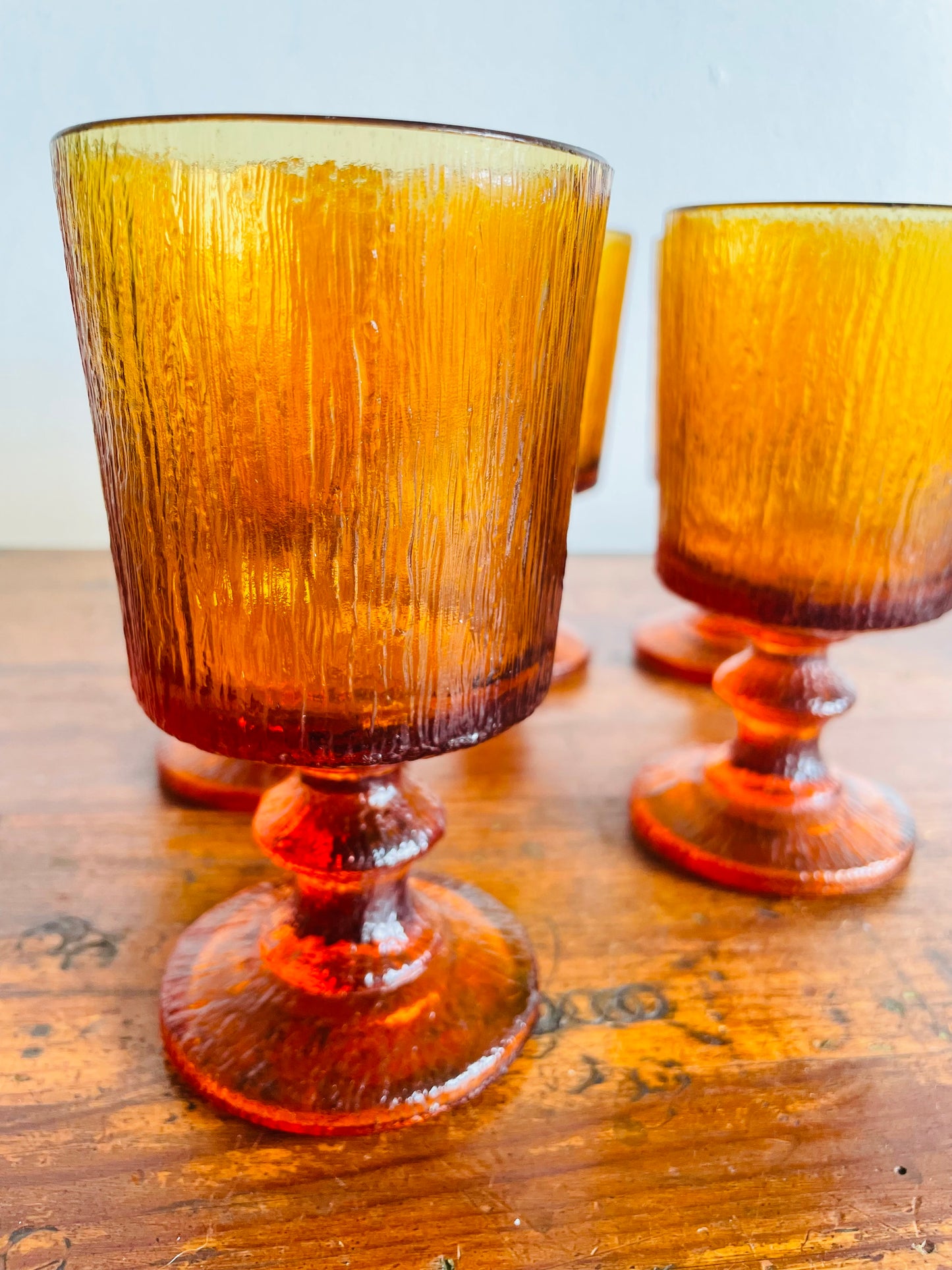 Ravenhead Siesta Amber Glass 5.5" Goblets - Set of 6