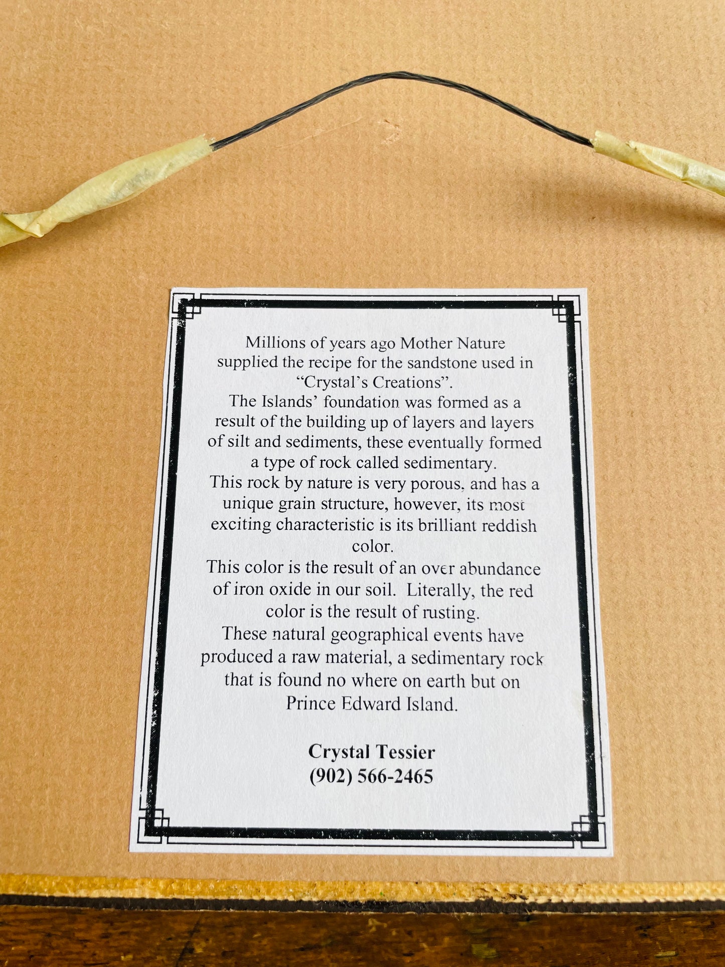 Vintage Shadowbox Framed Sandstone Rocks - Nature Art from Prince Edward Island - Three Oaks - Artist Signed Crystal Tessier 2002 - Picture #5