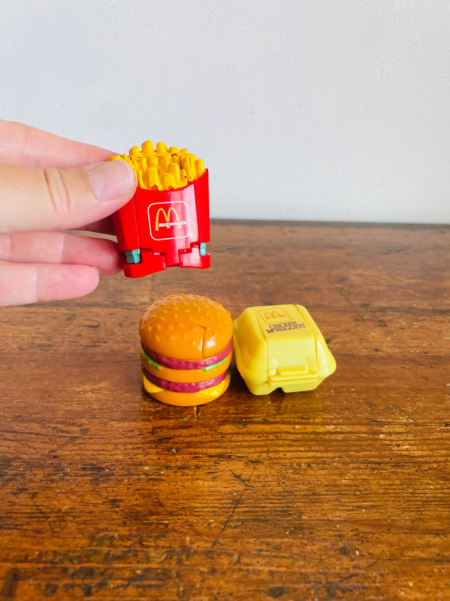 Vintage 1987 McDonald's Happy Meal Toy Bundle #1 - Changeables Transformers - Chicken McNuggets, French Fries & Big Mac - Set of 3