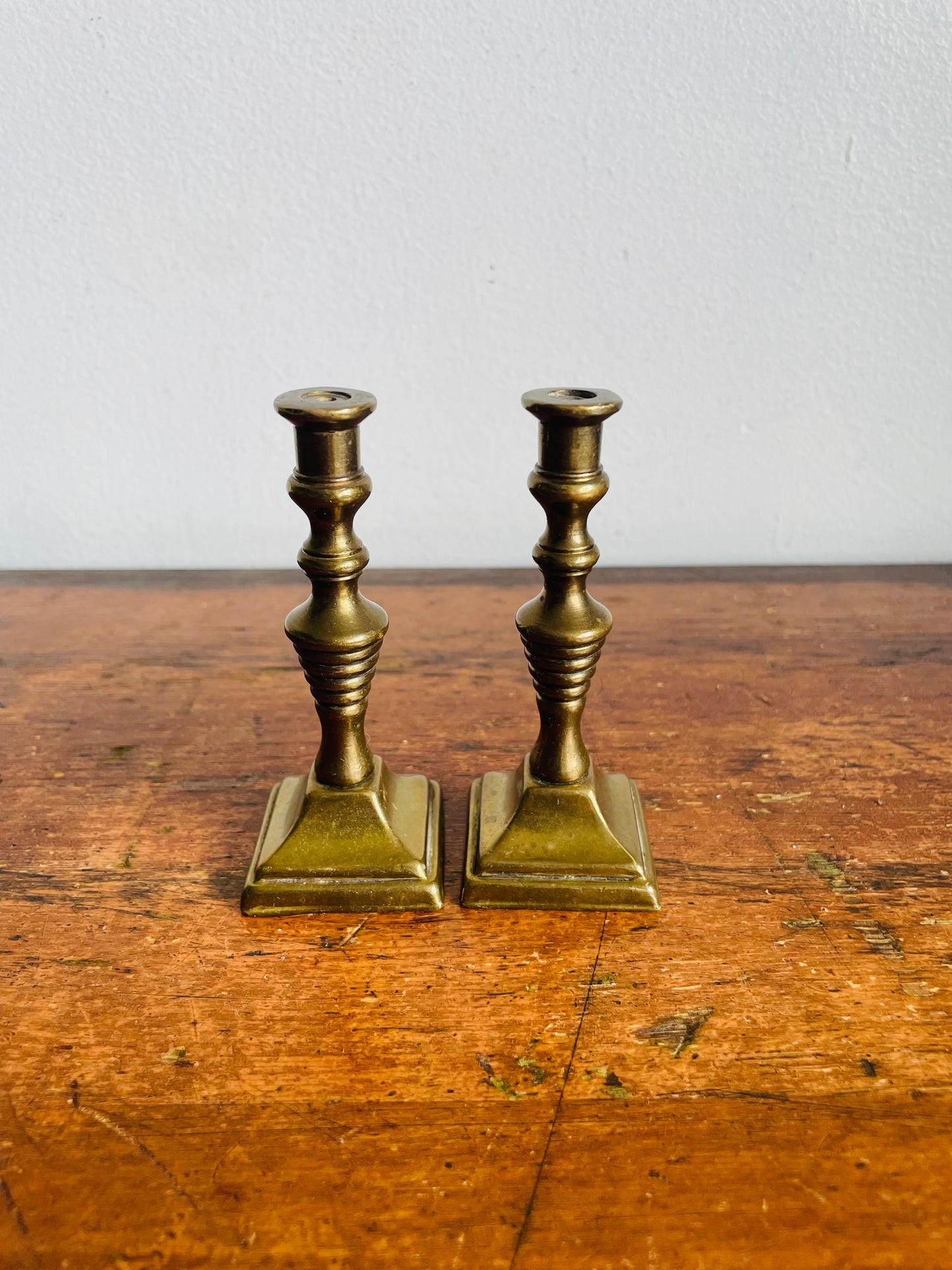 Vintage Miniature Brass Candlesticks - Set of Two
