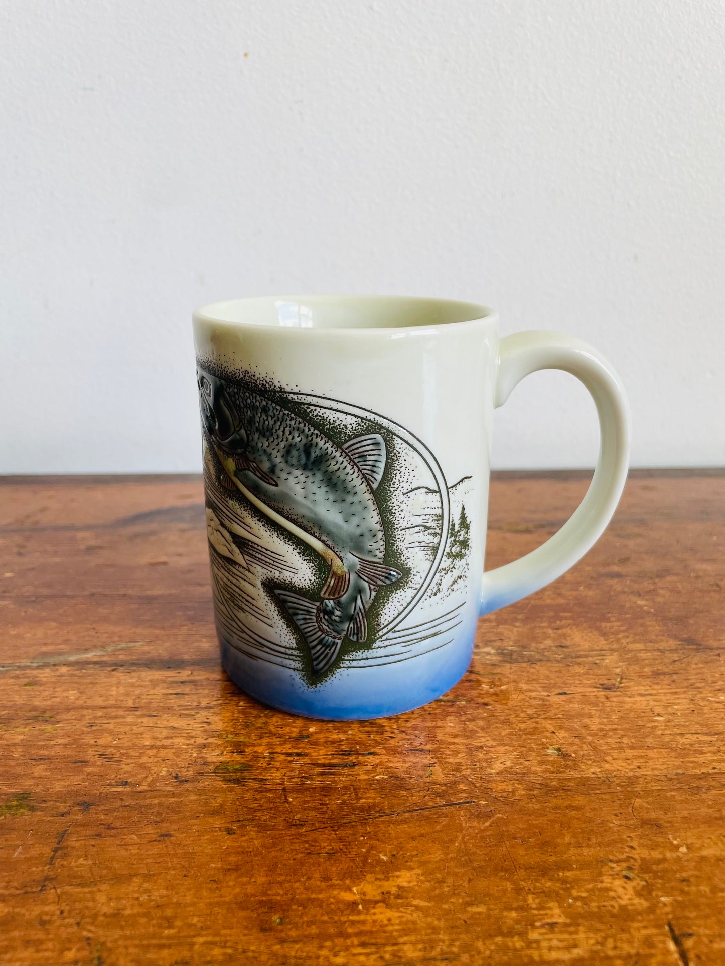 Vintage Jumping Trout Fish in Lake & Nature Mug - Otagiri Style