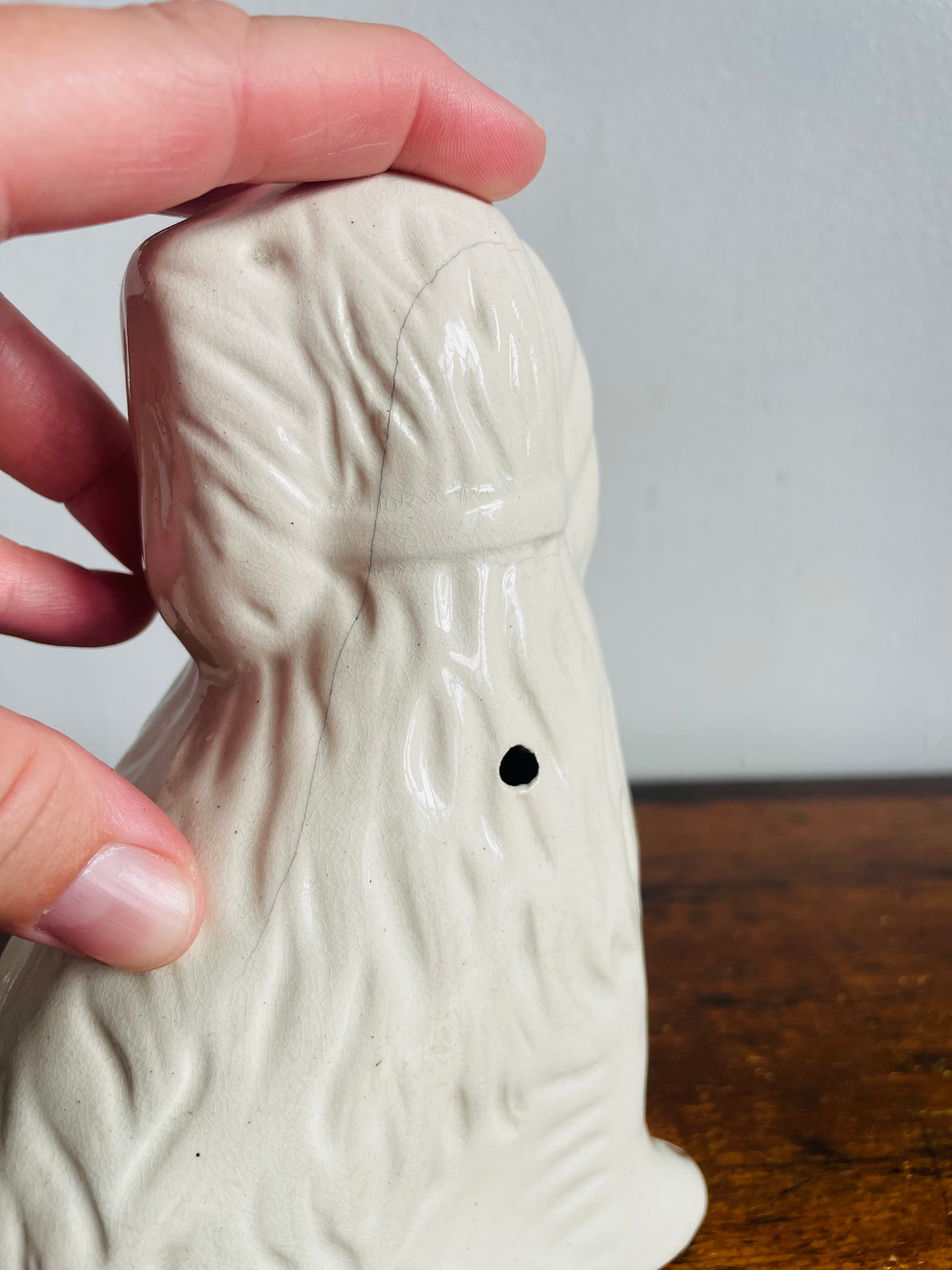Vintage Staffordshire Fireplace Mantle Dogs - White Spaniel Statue Figurines - Set of 2 - Please Read