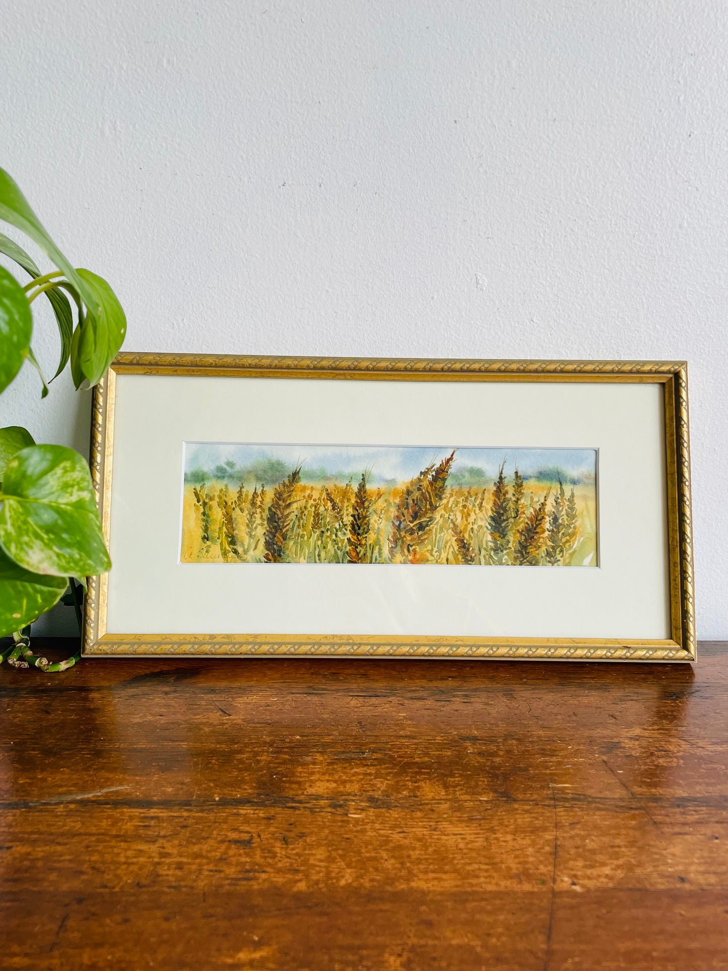 Original Art - Golden Wheat Field Watercolour Painting - Signed by Arlene Saunders of Oakville, Ontario