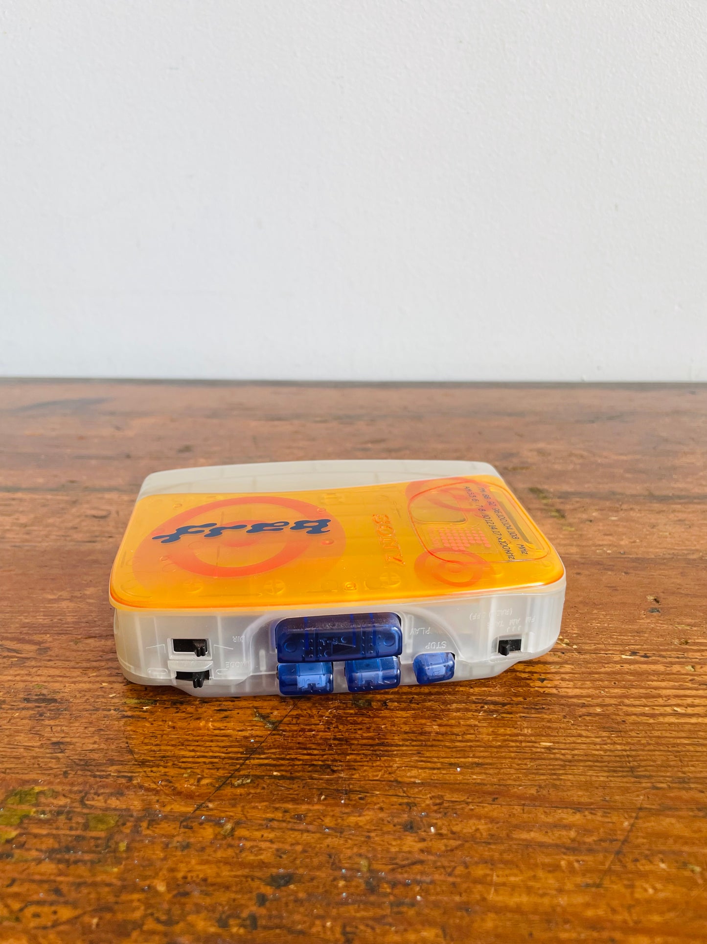 1990s Sony Freq Orange & Transparent Walkman - Radio Cassette Player WM-FQ01 - Refurbished / New Belts / Works!