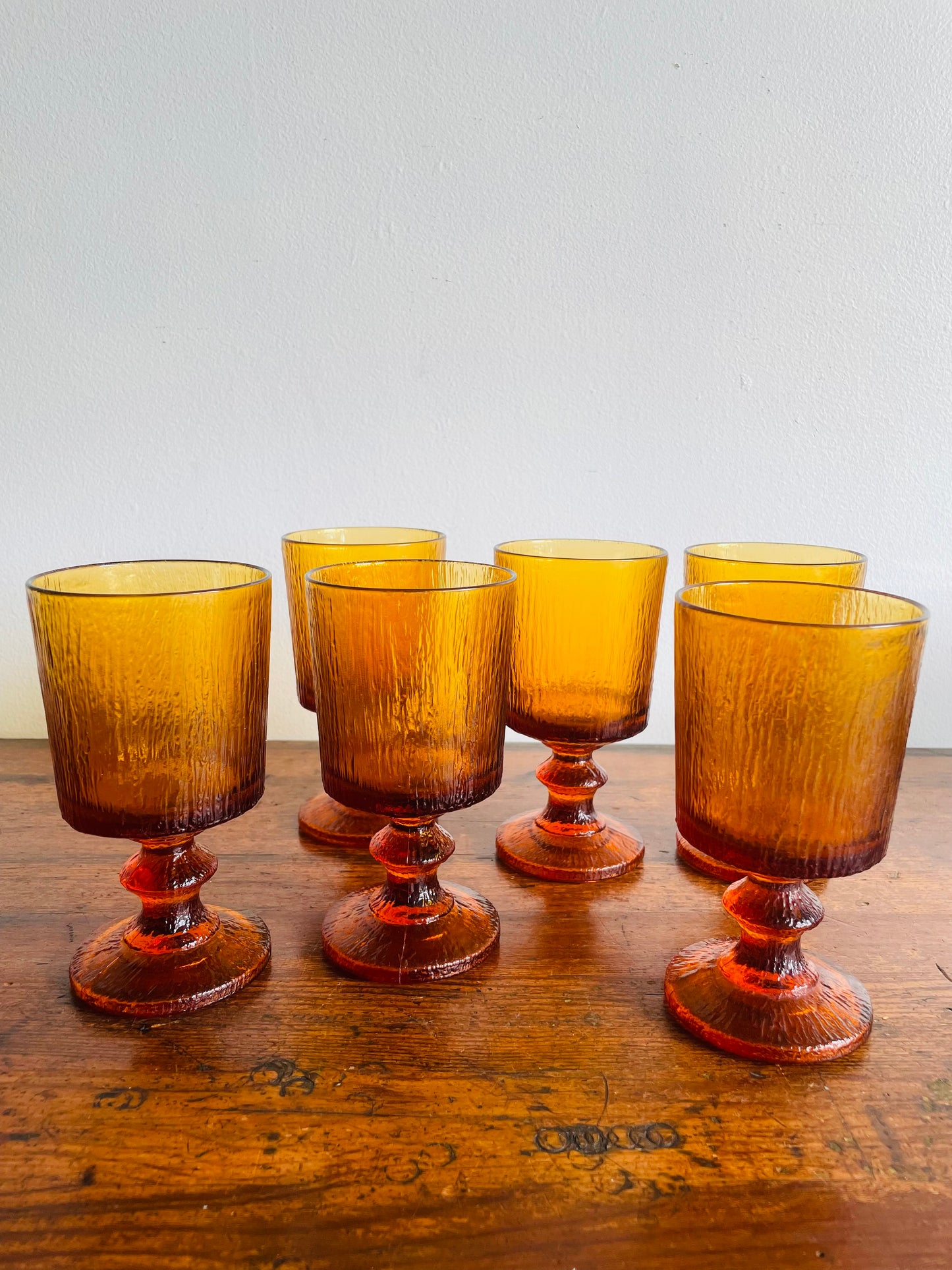 Ravenhead Siesta Amber Glass 5.5" Goblets - Set of 6