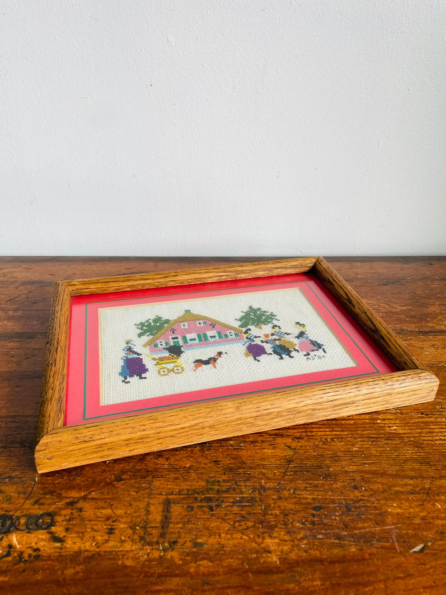 Vintage 1984 "Summer Dance in Holland" Needlepoint Embroidery Picture