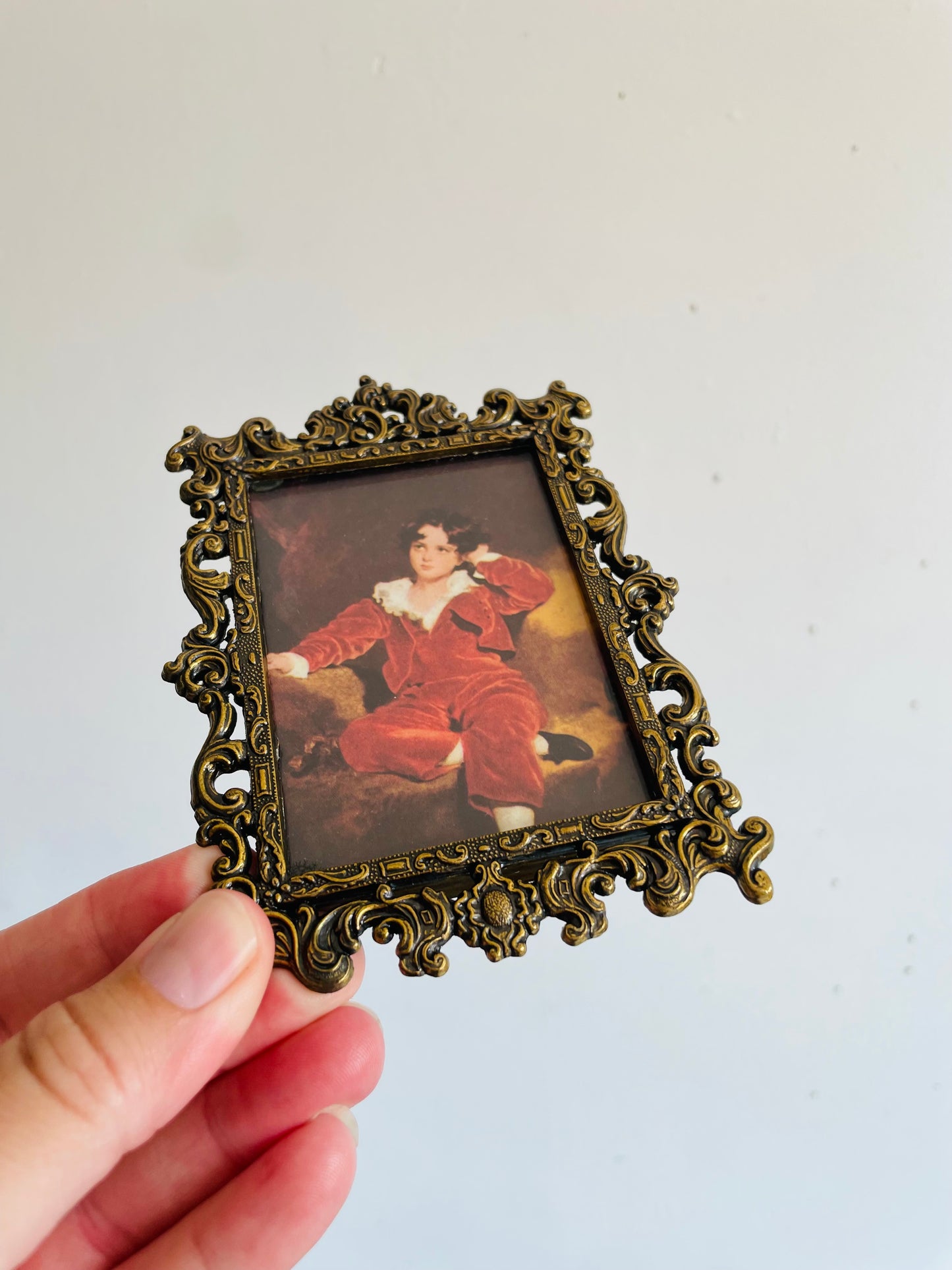 Vintage Ornate Brass Picture Frame with Print of The Red Boy (Master Lambton) by Sir Thomas Lawrence - Made in Italy