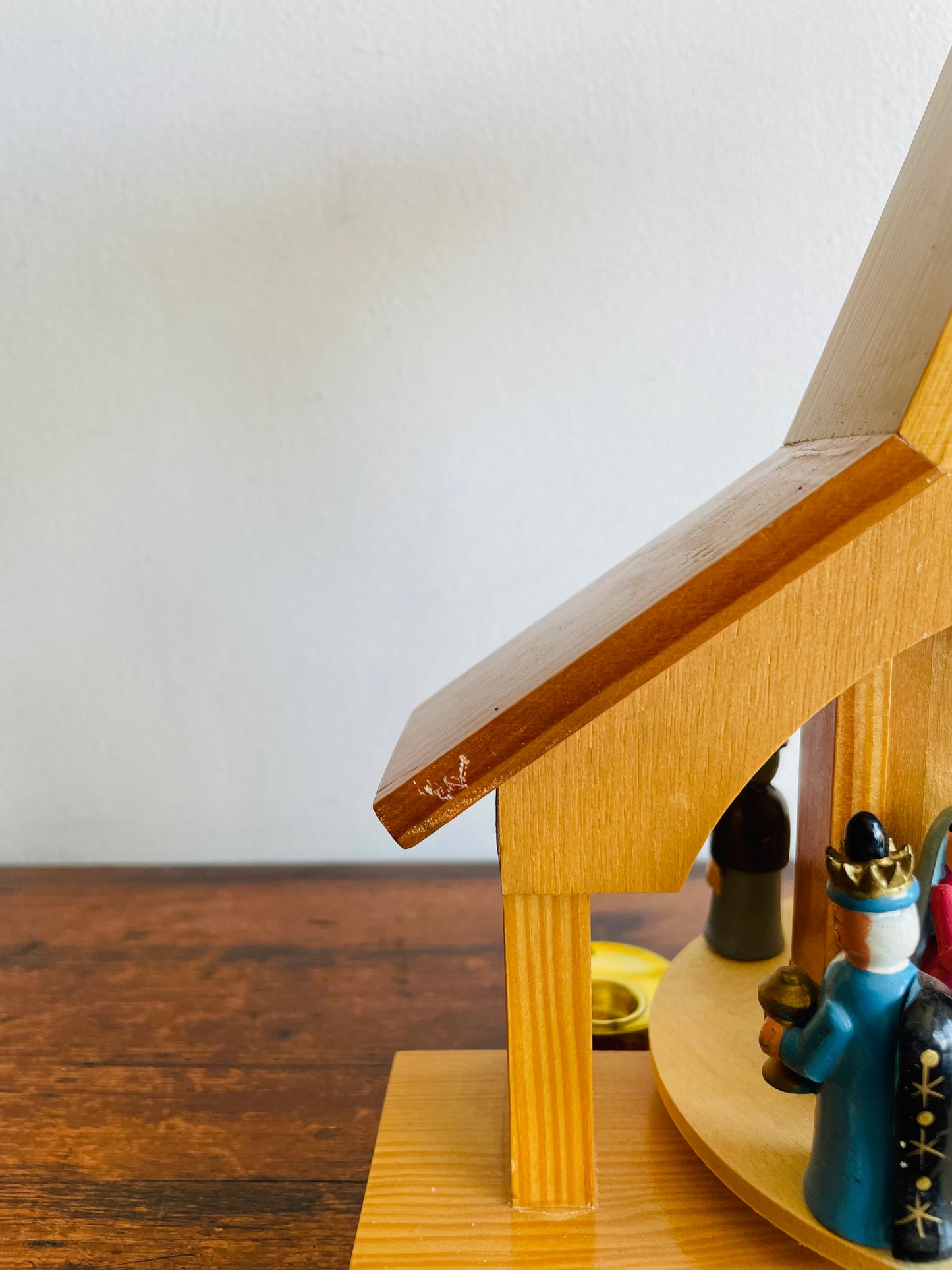 Wooden Christmas Pyramid Nativity Candle Carousel - Made in Taiwan