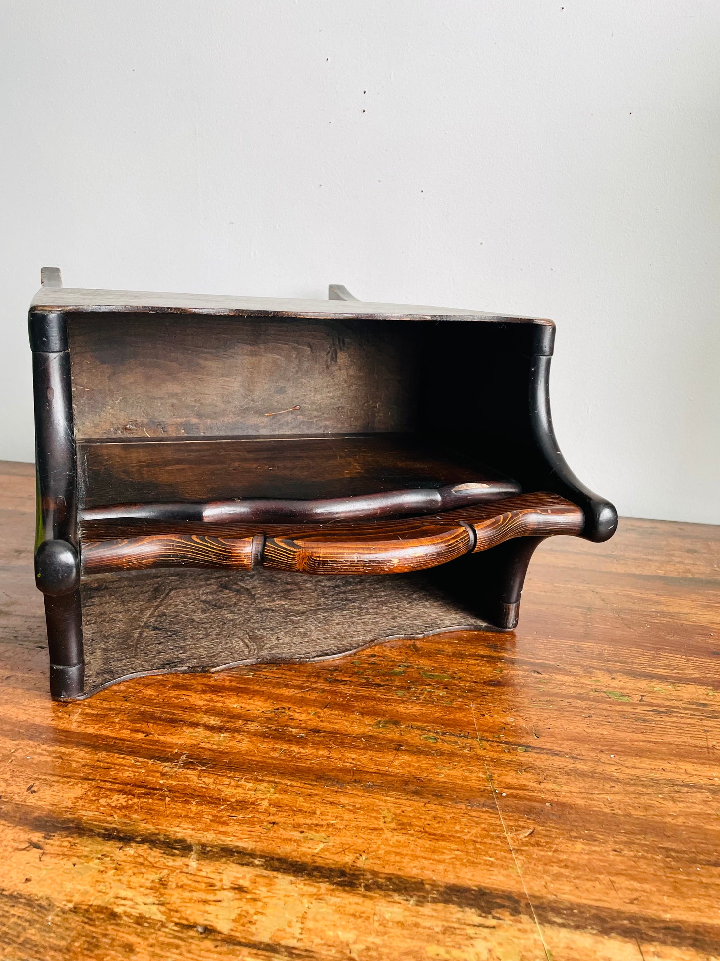 Vintage Standing Wood Magazine / Newspaper / Sheet Music / Book Rack Holder with Handle - Also Great for Knitting Supplies! - No Shipping