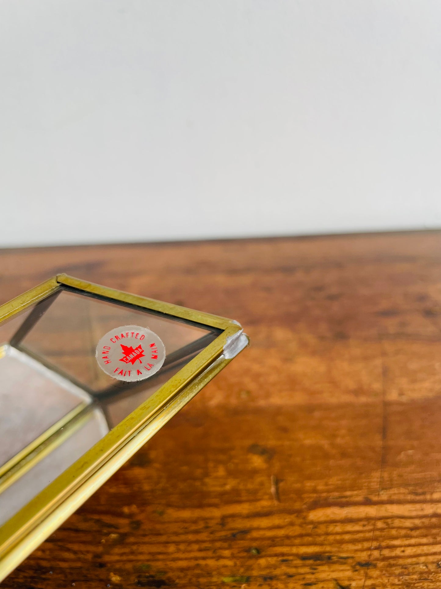 Brass Mirrored Box Holder - Great for Business Cards, Air Plants, Etc. - Made in Canada