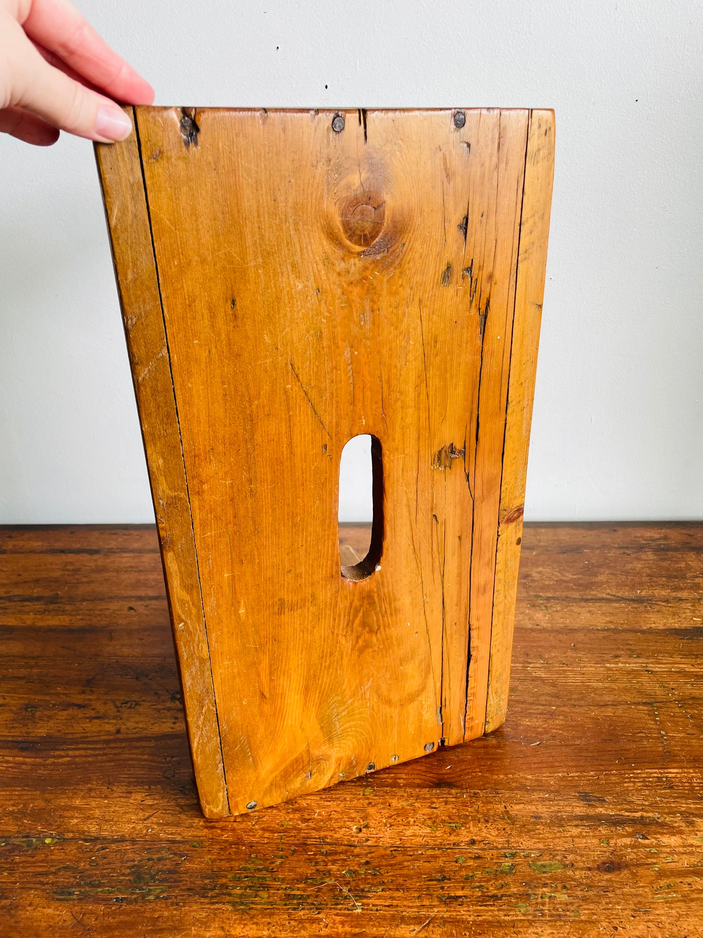 Vintage Wooden Step Stool / Carry Bench - Primitive Rustic Modern Cottage Decor - No Shipping