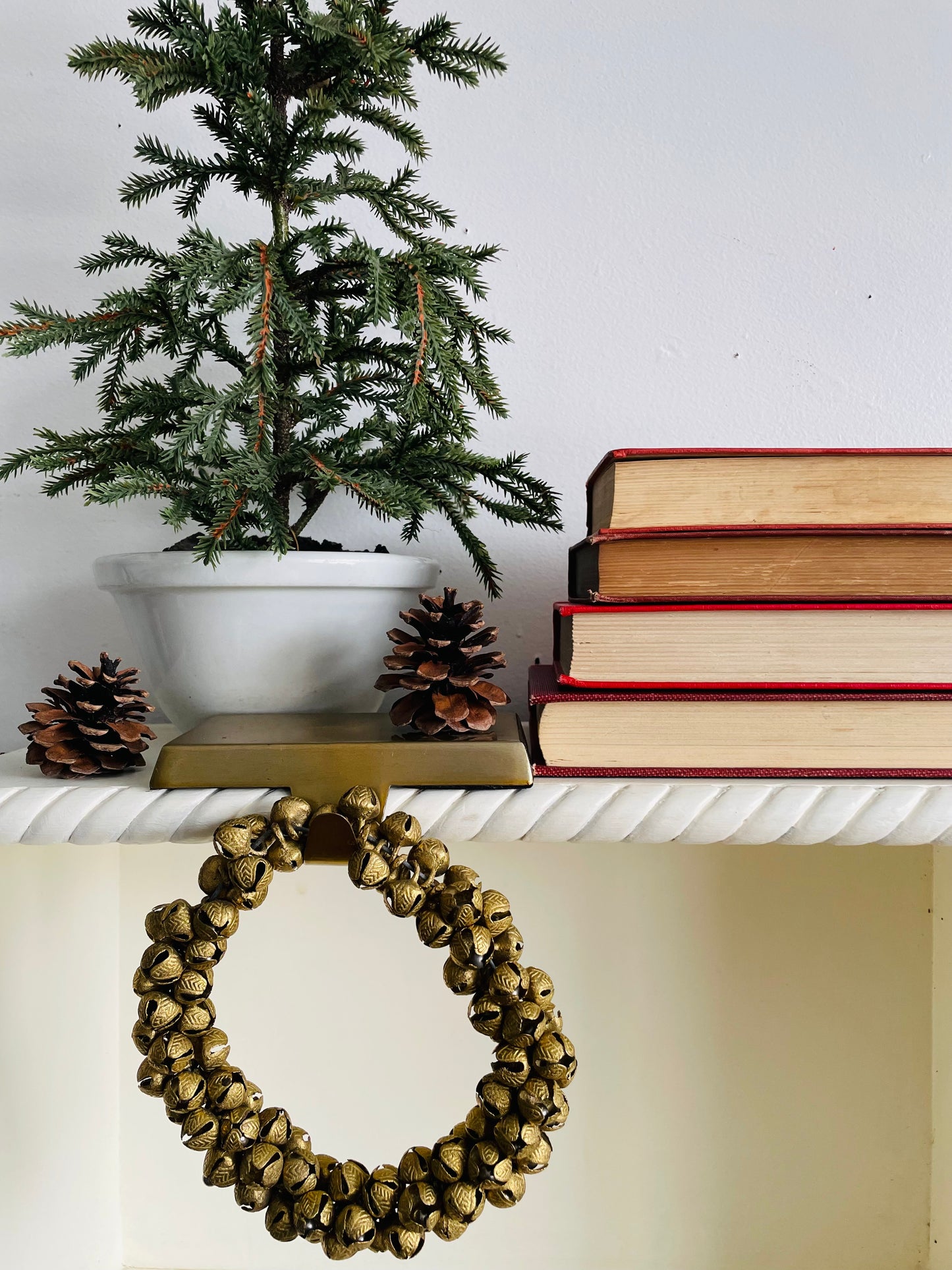 Vintage Heavy Wreath of Solid Brass Mini Jingle Bells on Sturdy Wire - Great to Hang or Hold a Candle!